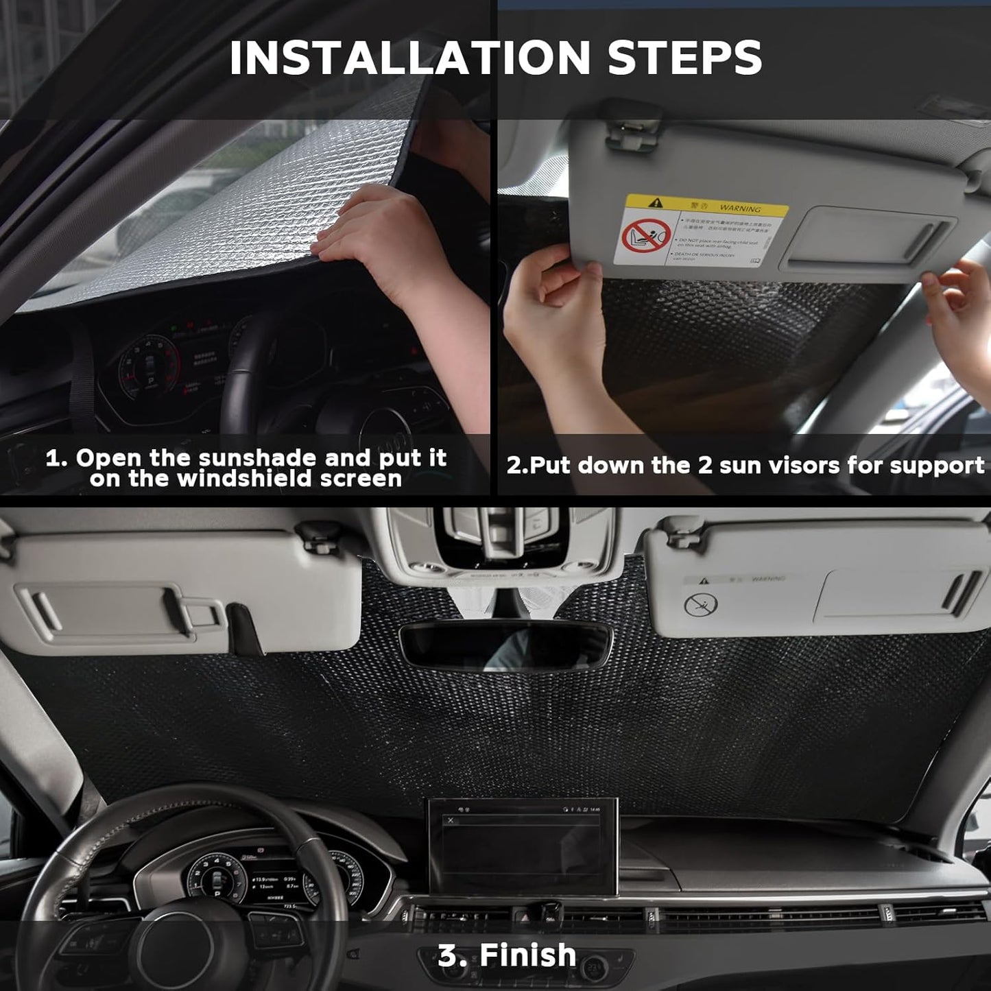 Windshield Sun Shade for Chevrolet Chevy Suburban 2021-2024 - 5-Layer Bubble Foldable Front Window Shade Sun Visor Accessories - Blocks Heat & UV Rays