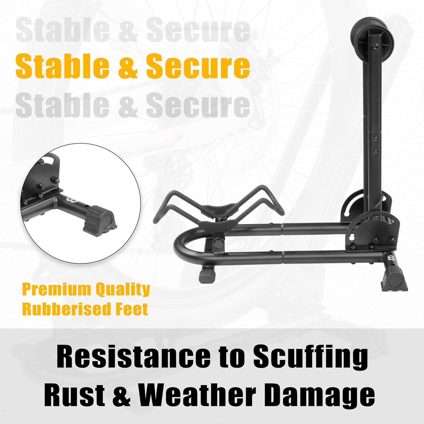 BikeHand Foldable Bike Stand Floor Rack | Sturdy & Durable Quick-Fold Design for MTB & Road Bicycle Storage - up to 2.4" Tire Width | Portable Bike Rack Garage Foldable Storage Stand | Updated Design