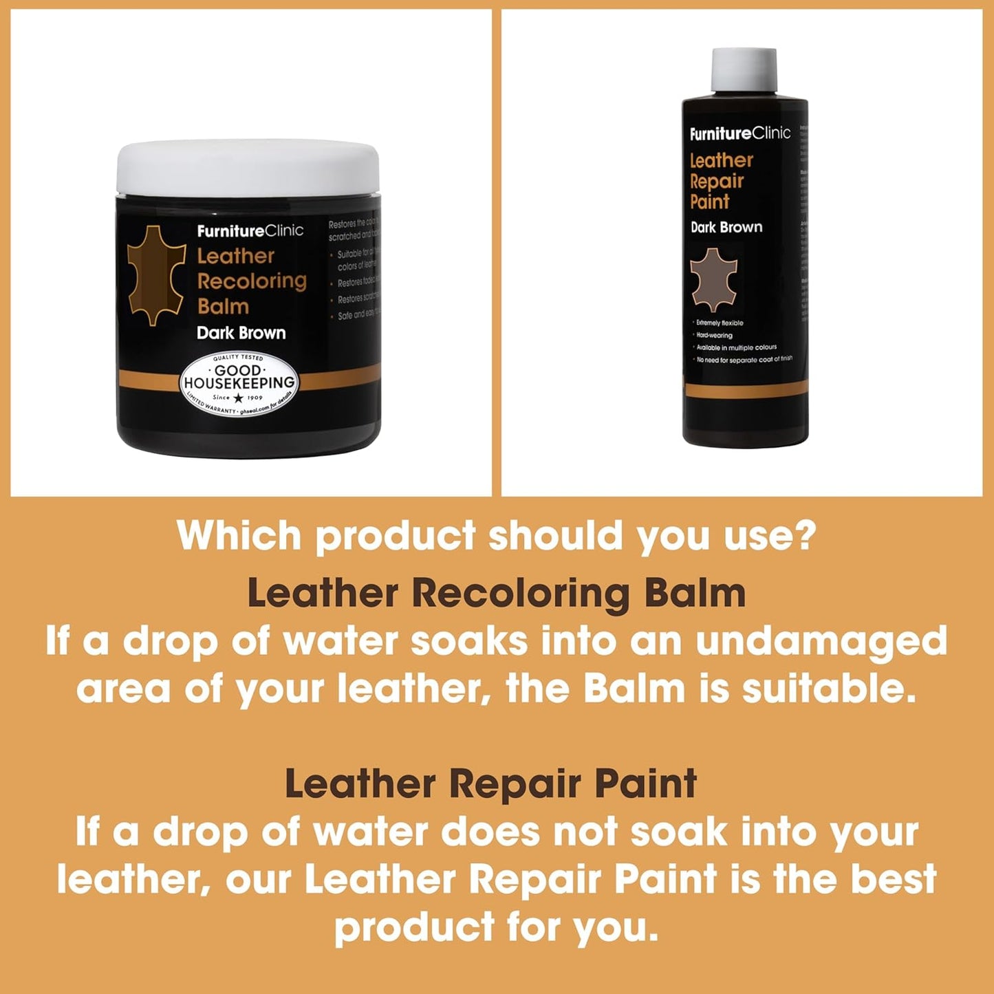 The Original Leather Recoloring Balm by Furniture Clinic - Cream Leather Dye for Furniture, Couches & Car Seats - Restore Scratched, Faded, & Damaged Surfaces