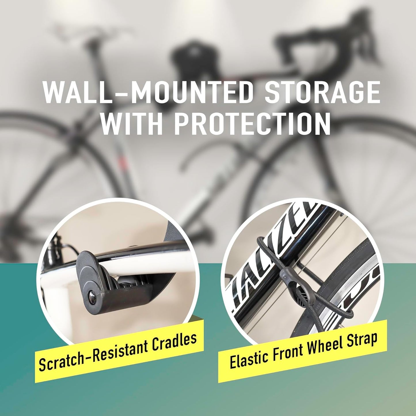 Buffalo Bike Wall Mount Rack – Adjustable Horizontal Indoor Hanger for Road, Mountain & Hybrid Bikes up to 48.5 lbs | Space-Saving Heavy-Duty Bicycle Storage for Garage & Home