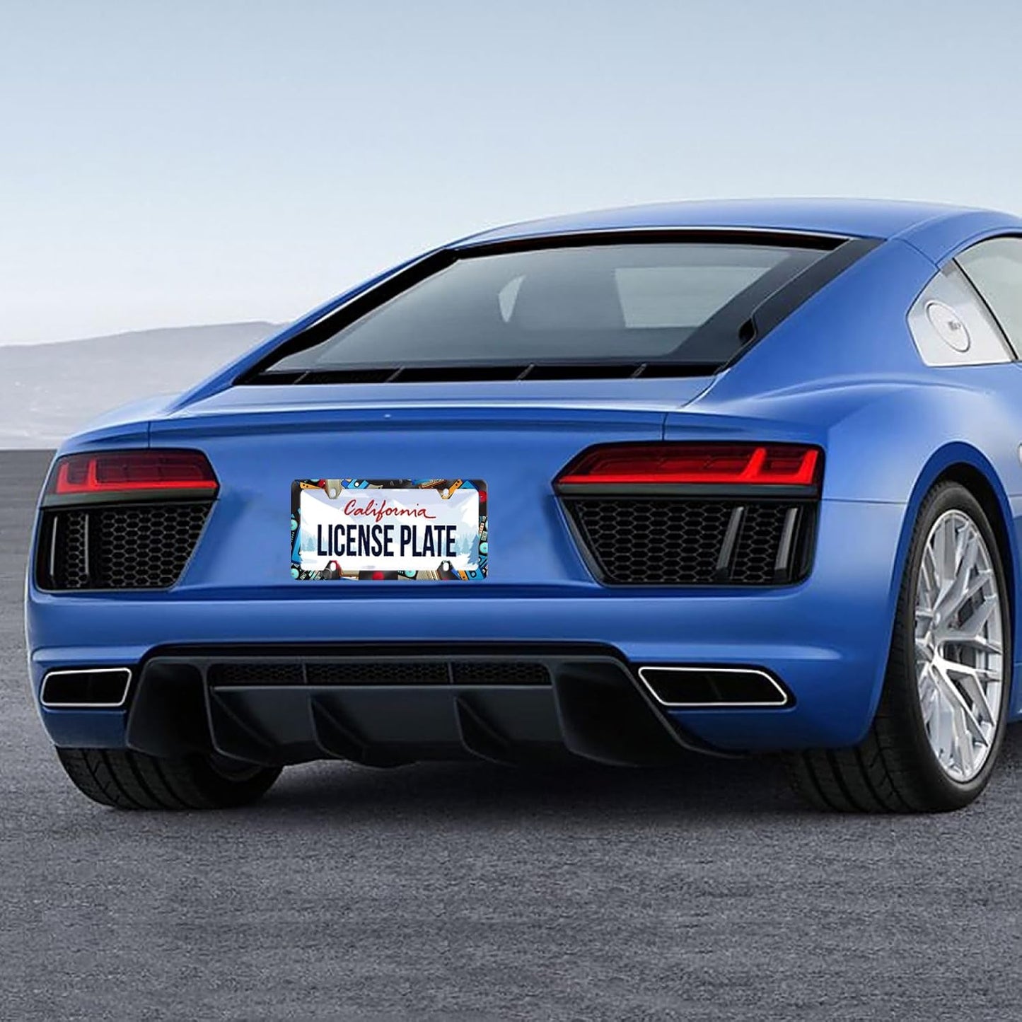 Music License Plate Frame Retro Music Cassettes License Plate Stainless Steel Funny License Plate Holder Men Women Colorful Music Car Accessory Decoration 12.3" x 6.3"