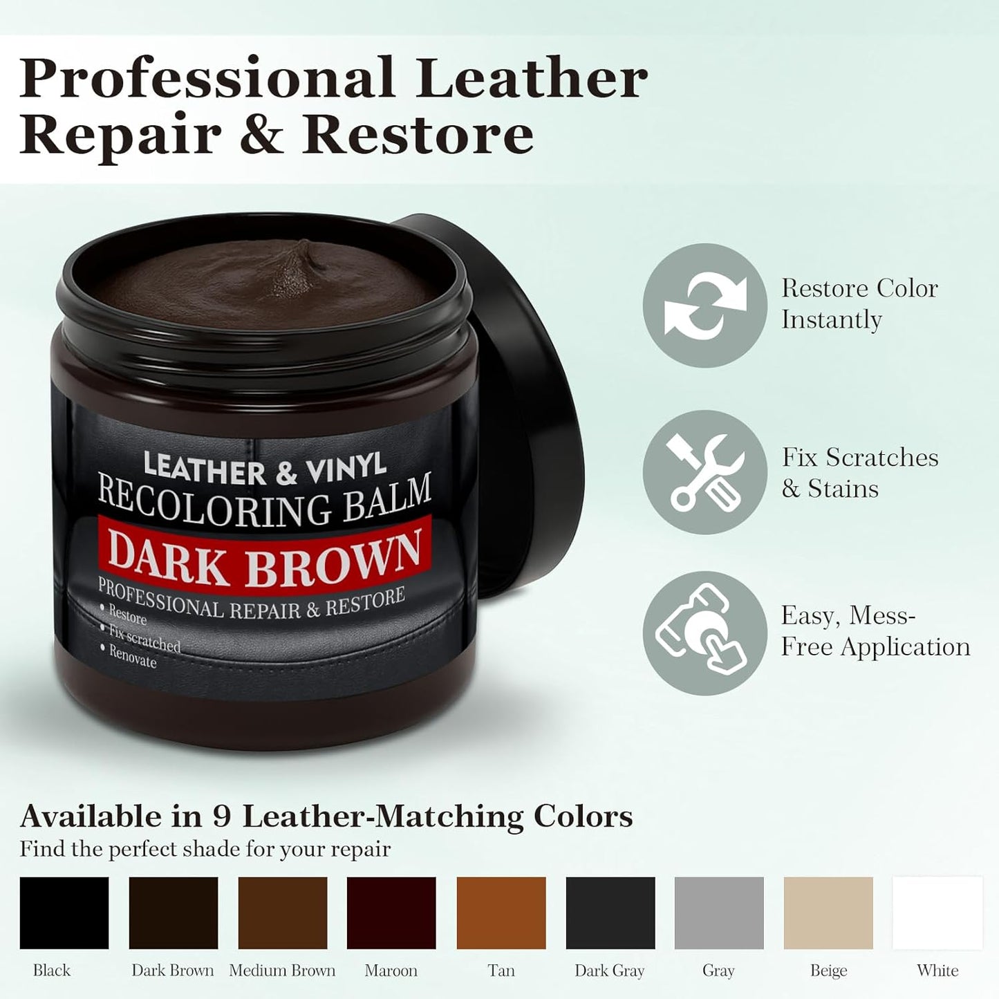Leather Color Restorer, Leather Recoloring Balm, Scratch Remover, Leather Dye, Leather Paint with Leather Conditioner, Leather Repair Kit for Furniture Couches Car Seats Shoes, Tan