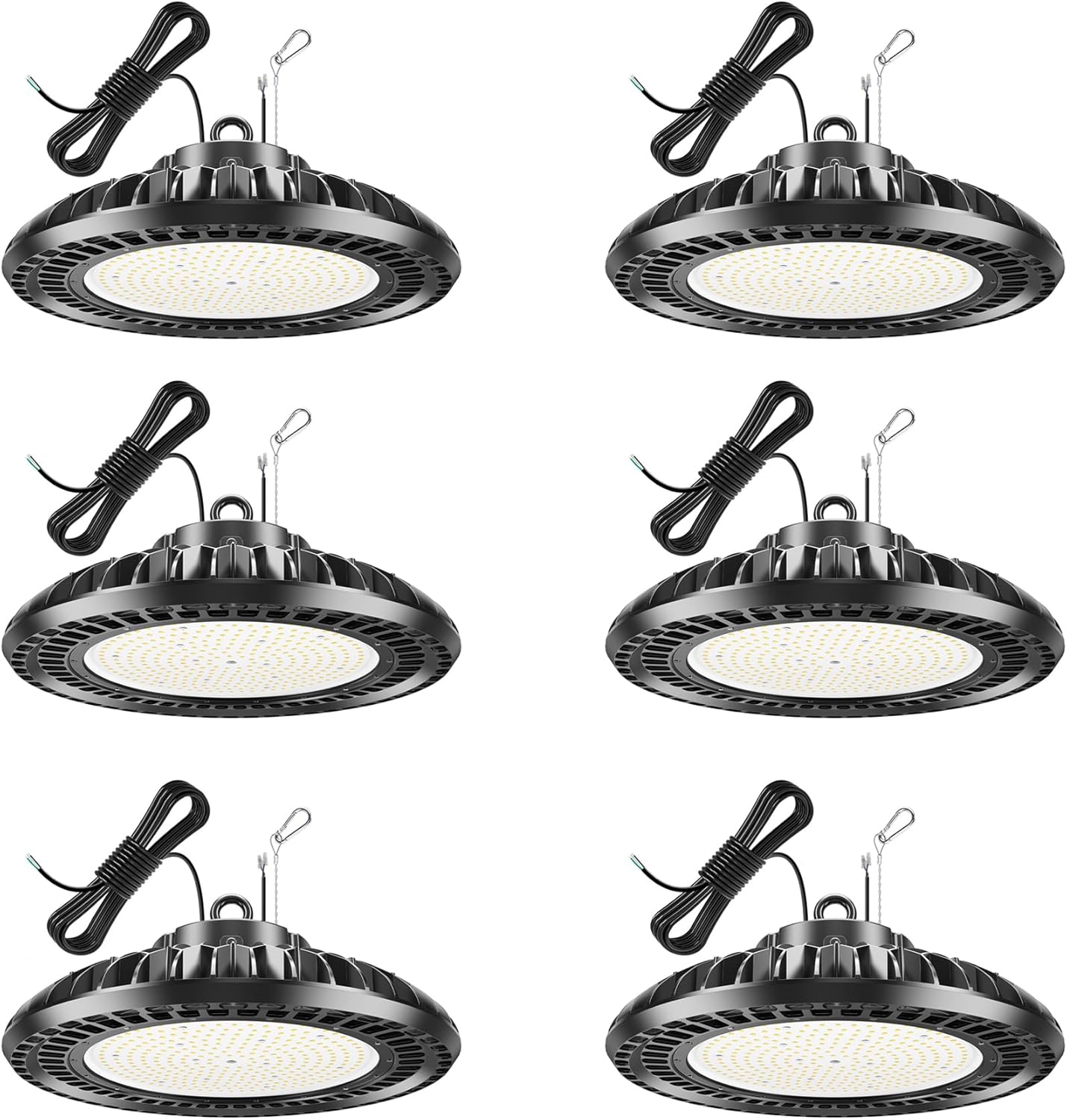 6 Pack 400W LED High Bay Light 56000LM 5000K 120VAC UFO Light IP65 Waterproof Dimmable Commercial Bay Lighting for Workshop|Garage|Factory -ETL&DLC Listed