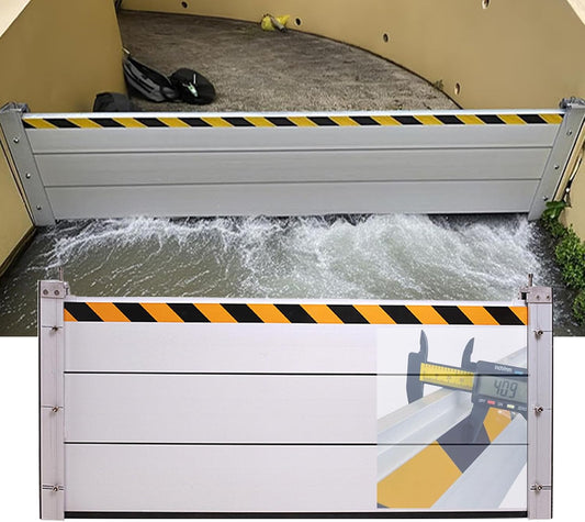 Reusable Heavy Duty Aluminum Flood Barriers for Home Exterior, Flood Protection Barriers Water Barrier Door Quick Detachable Garage Doors Detachable Mobile Rain Water Baffle (H 7.9 inch L 8.5FT)