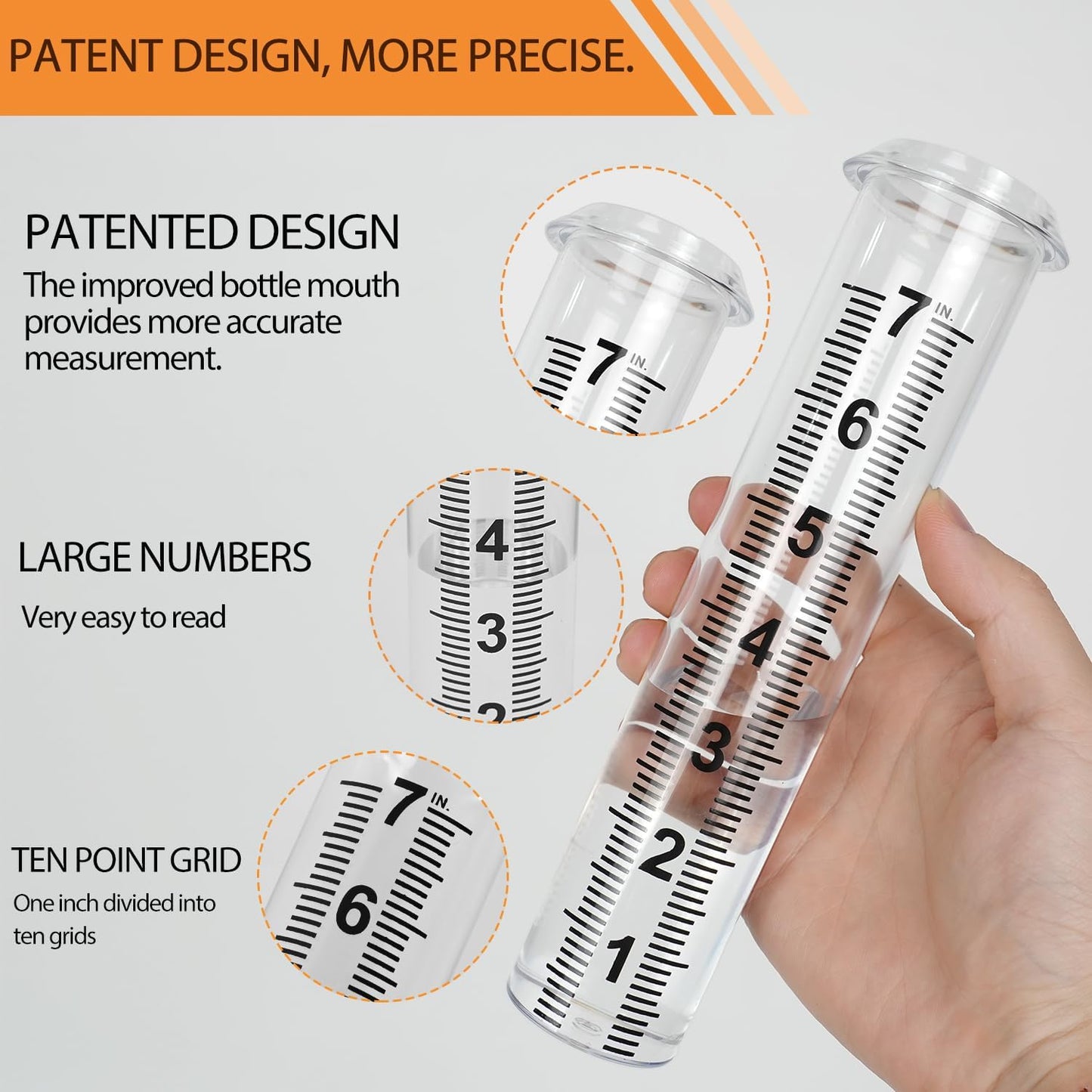 Rain Gauge Outdoor, Freeze Proof Rain Gauges Outdoors Best Rated,7" Capacity Detachable Rain Guage with Stake for Yard,Lawn & Garden,Large Clear Number and Scale Rain Measure Gauge Water Meter