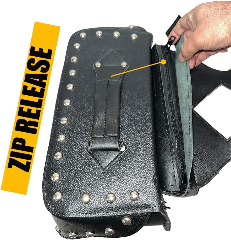 Motorcycle Saddlebags, 33L Large Capacity Saddle Bags Motorcycles, Genuine Leather Motorcycle Luggage Bag, Universal Motorcycle Throw Over Saddlebag, Black, HD-SAD551S