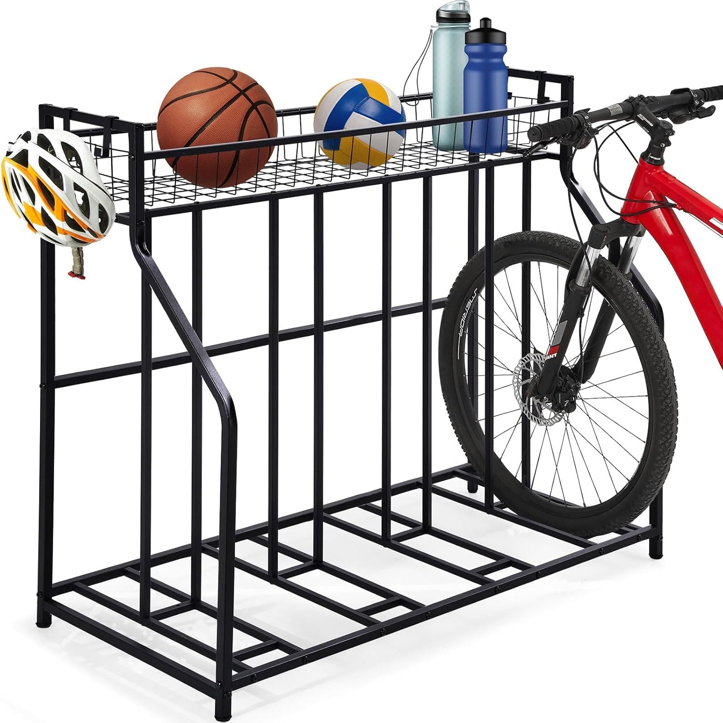 HEALTH LINE PRODUCT 4 Bike Stand, Indoor Bike Storage, Bicycle Rack for Garage - Metal Stability Floor Bicycle Station for Parking Mountain/Road/Hybrid/Fat Tire & Scooters Bike Rack for Garage