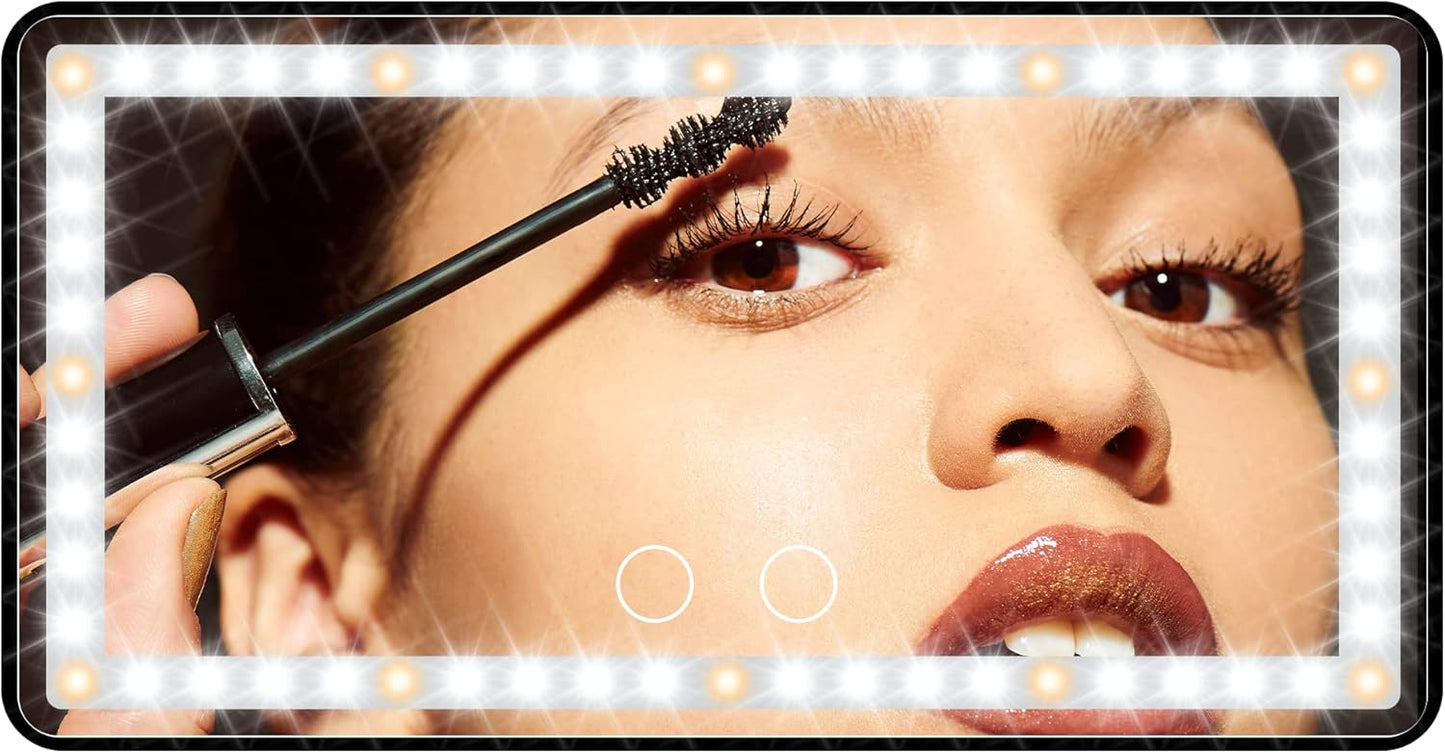 Car Sun Visor Vanity Mirror with Lights, Rechargeable Car Makeup Mirror Accessories, Birthday Gifts for Women Girl, 3 Light Modes, Dimmable Touch Led Screen, Universal for Car Truck