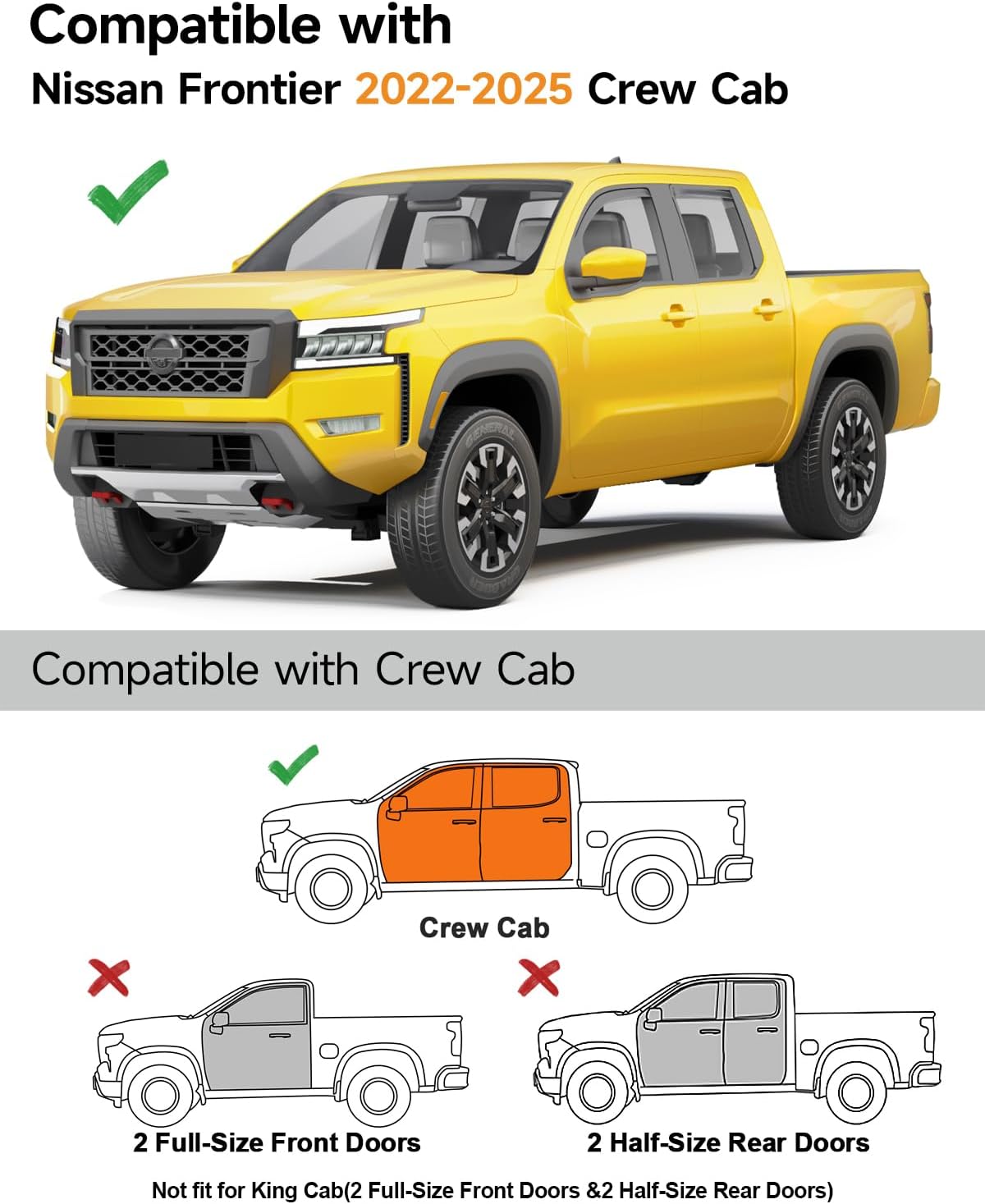 in-Channel Window Rain Guards Fit for Truck Nissan Frontier 2022-2025 Crew Cab Extra Durable Window Deflectors Vent Visors Shades Car Accessories Visors Rain Guards