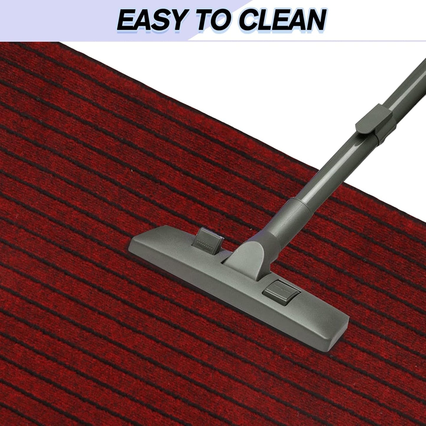 Custom Size Backed Non-Slip Area Rugs Runner, Easy Clean, Waterproof Runner Rugs for Hallway Entryway, Kitchen, Laundry, 2FT x 67FT, Red Stripe