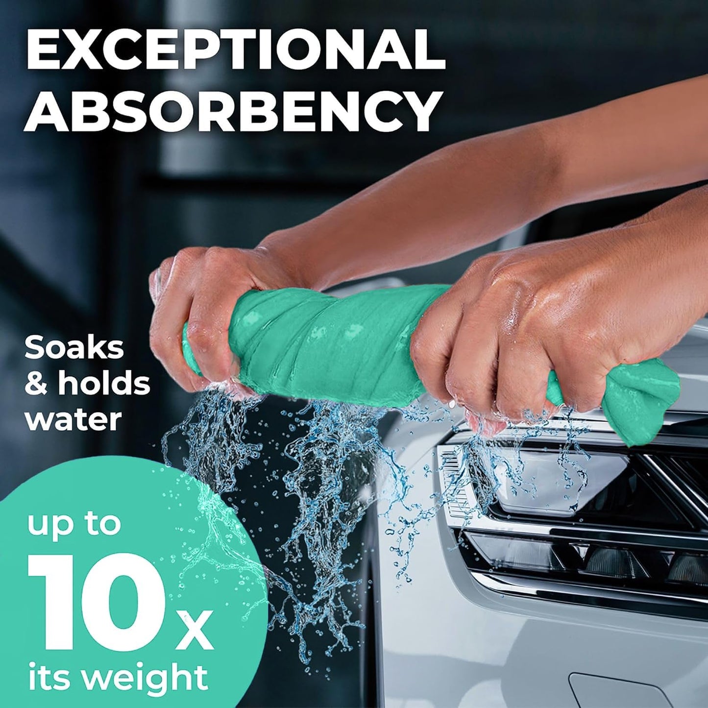 Premium XL Shammy Towel for Car - 2pk (34”x25”) - Super Absorbent Chamois Cloth - Spots & Scratch-Free - Reusable Car Drying Towel