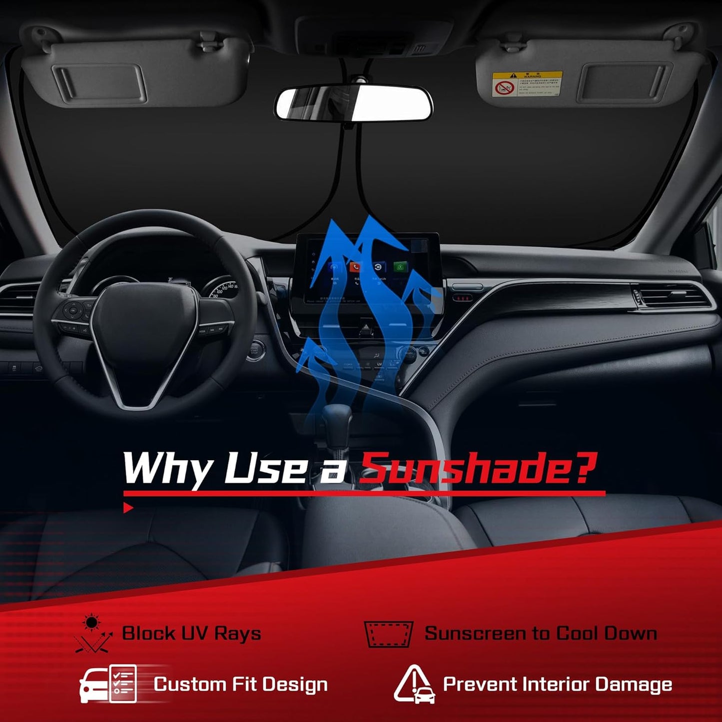 ARISMOTOR Windshield Sun Shade for Audi Q5 2018-2025 2026, Custom Fit Foldable Front Window Sunshade Sun Visor Protector, Block UV Rays Keep Your Car Cooler