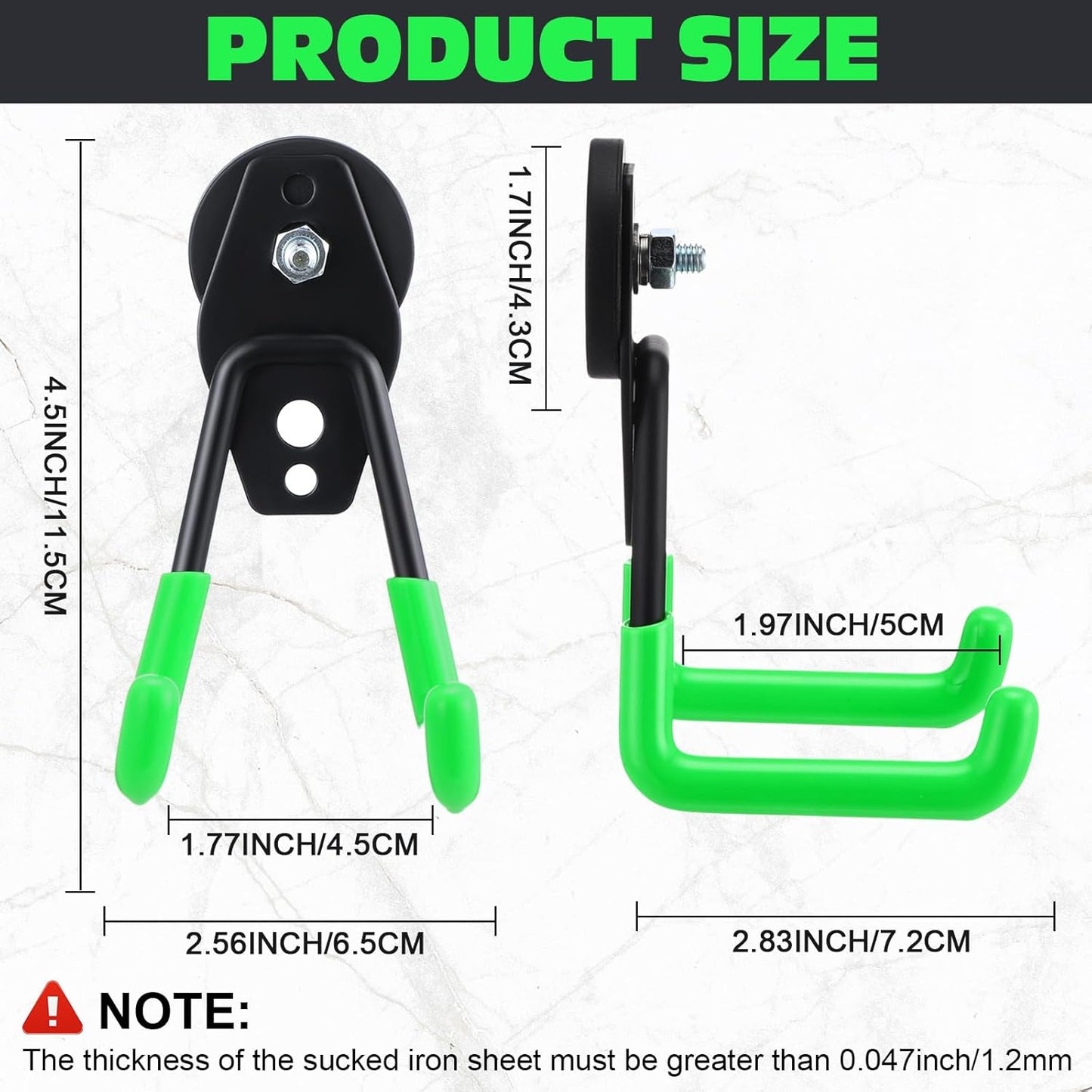 Landhoow Large Magnetic Hooks Heavy Duty Garage Magnet Hooks Strong Storage Utility Magnetic Hangers with Anti Slip Rubber Coating for Indoor and Outdoor Hanging(Green,10 Pcs)