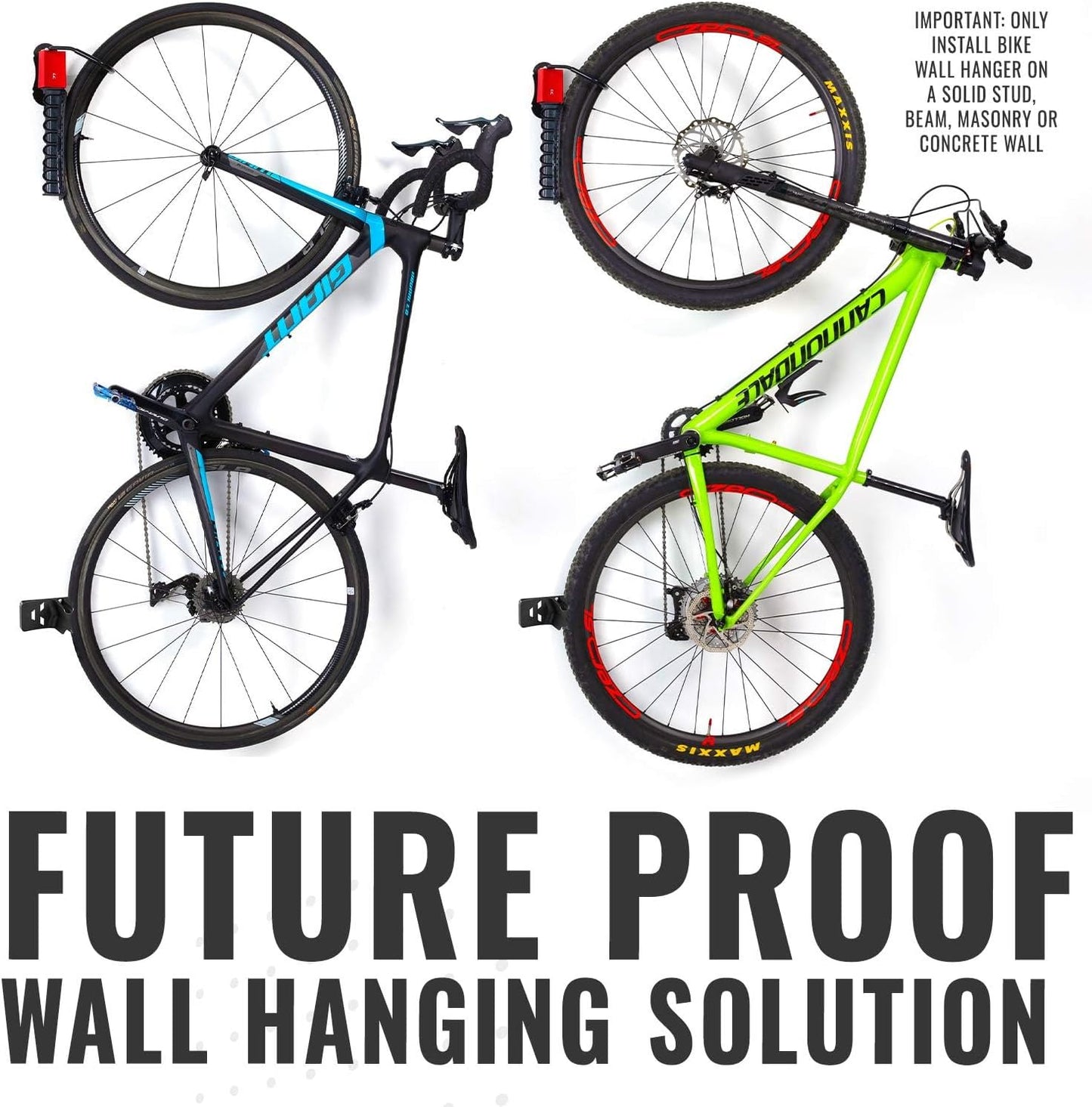 PRO BIKE TOOL Swivel Bike Rack - 2 Pack Indoor Wall Mount for Bicycles in Home and Garage - Vertical Hanging Rack for Space-Saving Storage - Secure Hook for MTB, Road, Hybrid and Kids Bikes