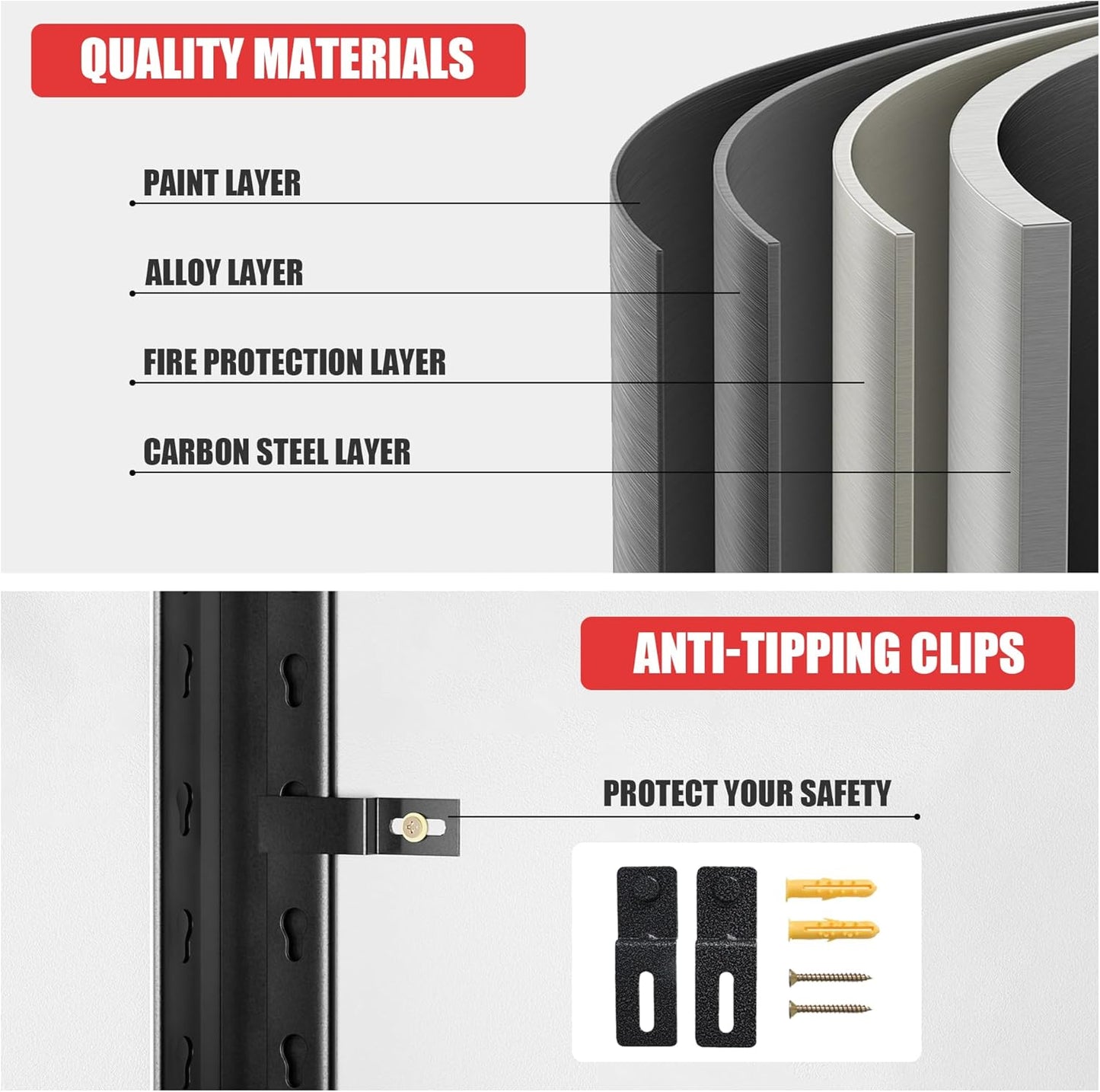 Garage Shelving Heavy Duty, 5 Tier Metal Storage Shelf Unit for Industrial and Utility Use - Durable Metal Shelf Organizer, Garage Storage Shelf 18" D x48 W x78 H（2 Pieces）