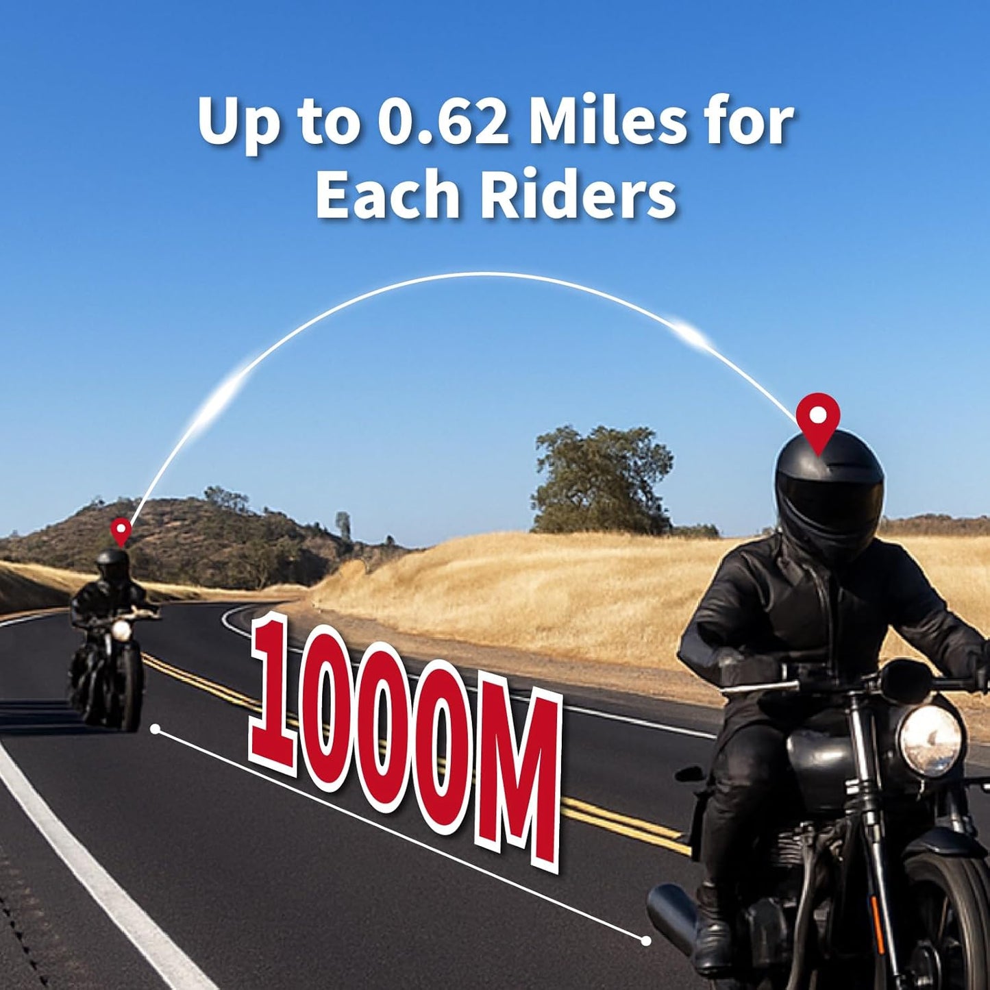 Salut Motorcycle Bluetooth Intercom Headset - Helmet Communication System, Waterproof Speaker, Voice Comm Earbuds, Helmet Headphone, Noise Cancellation(Duo Black)