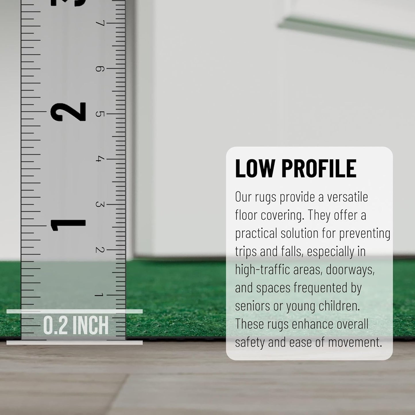 Ottomanson 2' x 19' Hallway Runner with Scraper Pile Extra Durable Non-Slip Rug Mat for Indoor & Outdoor Use - Ideal for Kitchen, Entryway, Patio & Garage - High-Traffic Carpet, Green