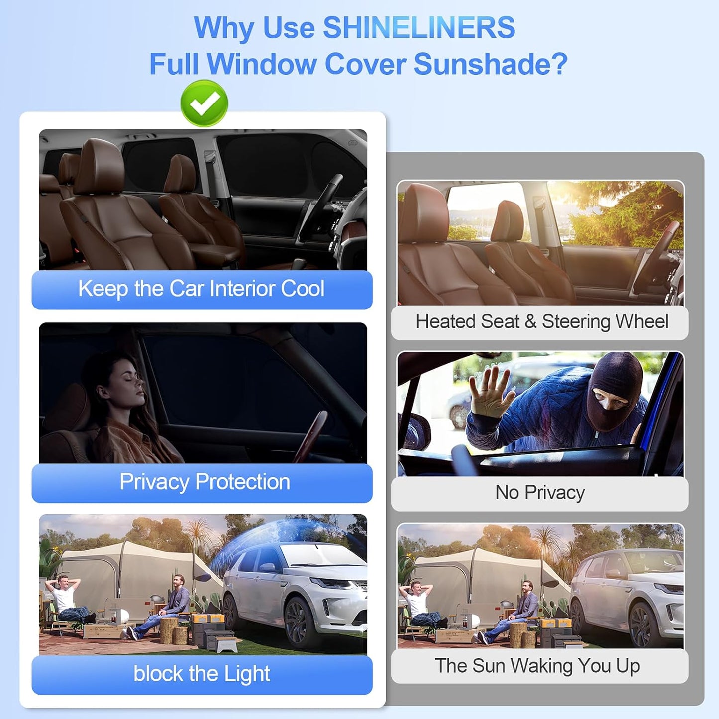 8pcs Car Window Shades for Ford Explorer SUV 2011-2019 Accessories,Windshield Side Rear Full Sunshade,Sun Visor UV Blocking, Privacy Protection and Blackout for Camping Outdoor