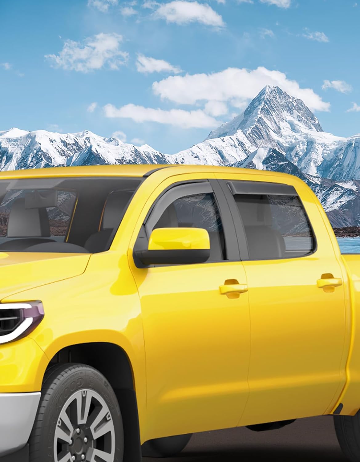 in-Channel Window Rain Guards Fit for 2007-2021 Toyota Tundra CrewMax Truck Extra Durable Window Deflectors Vent Visors Shades Car Accessories Visors Rain Guards -4 pcs