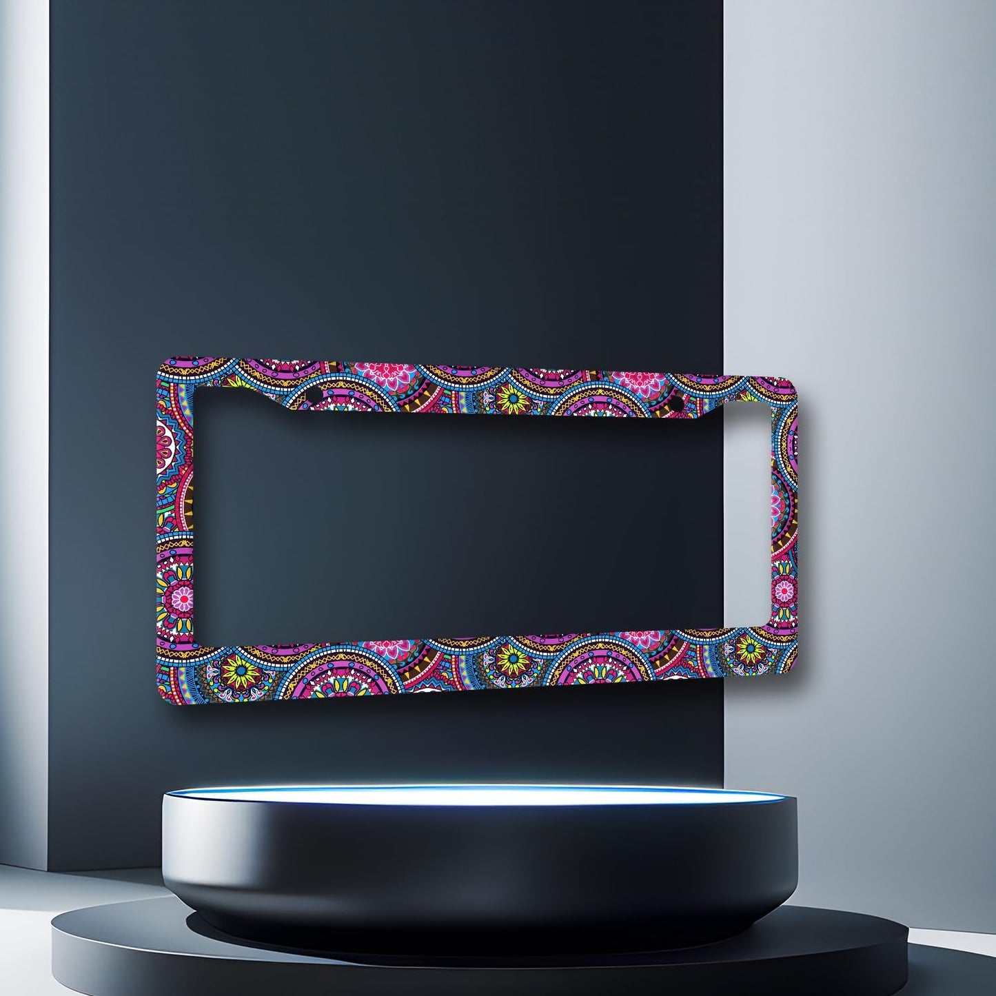 Purple Mandala License Plate Frame Hippie Boho License Plate Holder Stainless Steel Front and Rear Car Tags Auto Parts Funny License Plate Decoration with Screws for Men Women s 12.2"x 6.2"