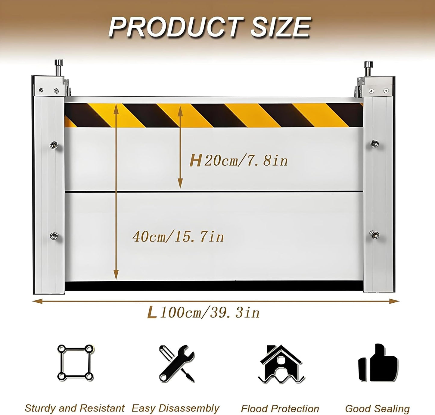 Flood Barriers for Home Exterior,Aluminum Alloy Outdoor Garage Doors Water Barriers for Flooding(H47.2Inch,L16FT)
