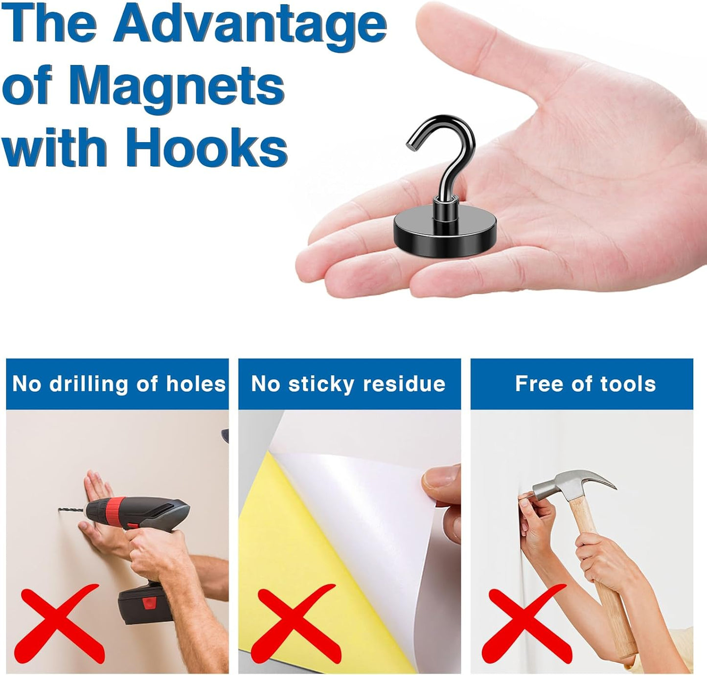 LOVIMAG Cruise Door Magnets, 80LBS Magnets with Epoxy Coating for Hanging, Strong Magnet Heavy Duty for Kitchen Must Haves, Magnetic Hooks for Cruise Cabins, Ceiling, Refrigerator Etc -6 Pcs