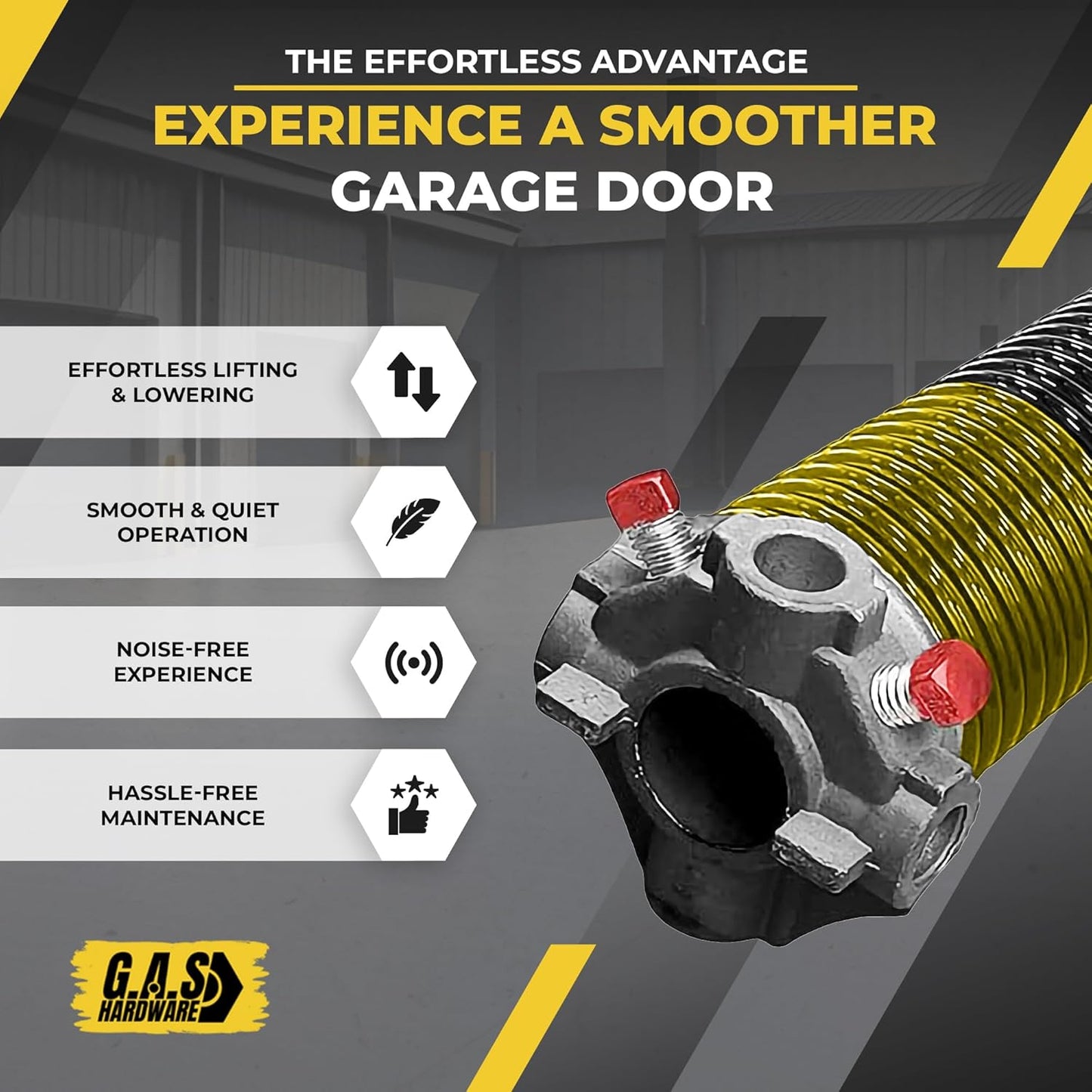 Garage Door Torsion Spring 250x1.75x39 Includes 1” Steel Bearing, Non-Slip Gloves, and Winding Bars for Left and Right Side of Garage Door Precision E-Coating 5-Year Warranty Min. 30,000 Cycles (Pair)