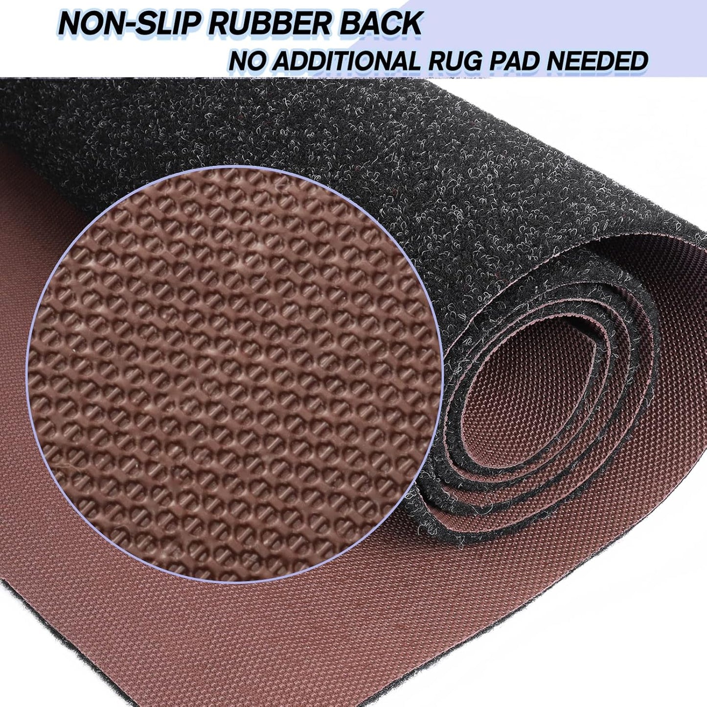 Custom Size Backed Non-Slip Area Rugs Runner, Easy Clean, Waterproof Runner Rugs for Hallway Entryway, Kitchen, Laundry, 2FT x 43FT, Black