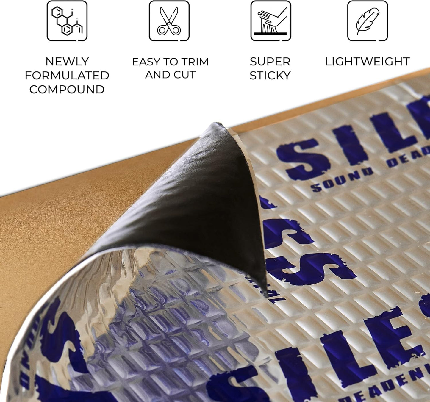 Siless 50 mil (1.3mm) 26 sqft Car Sound Deadening mat - Butyl Automotive Sound Deadener - Noise Insulation and Vibration Dampening Material ( 26 sqft)