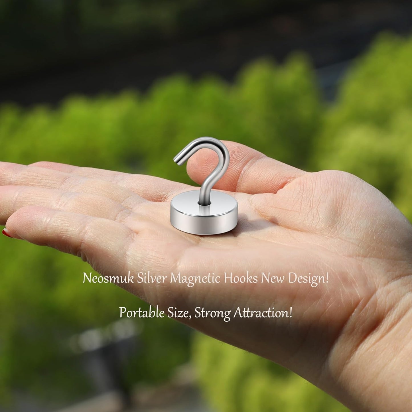 Neosmuk Magnetic Hooks, Cruise Ship Essentials, 40lb+ Heavy Duty Magnetic Hooks for Cruise Cabins, Refrigerator, Grill, Hanging, and Travel | Extra Strong Must-Haves Magnet Hook,Silver,Pack of 10