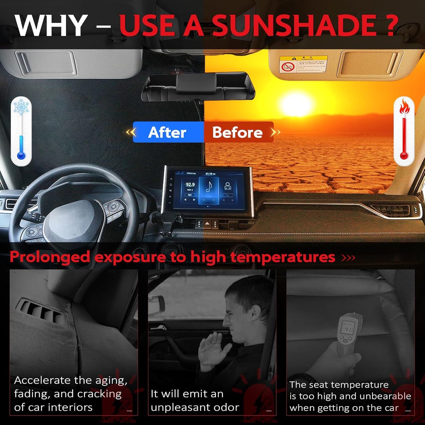 KAYZT Windshield Sun Shade for 2017-2025 Cadillac XT5 Foldable Sunshade SUV Front Window Custom Fit Car Accessories