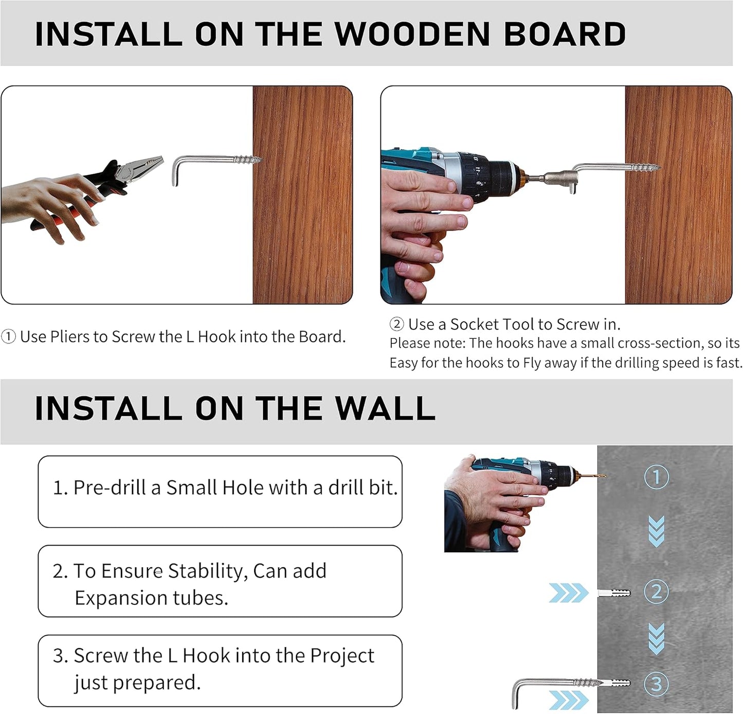 304 Stainless Steel 2 in Screw-in Hooks 20 Pcs,7 Shape Screw Hooks,Right Angle Medal Hooks l Shaped Screw in Hooks for Hanging