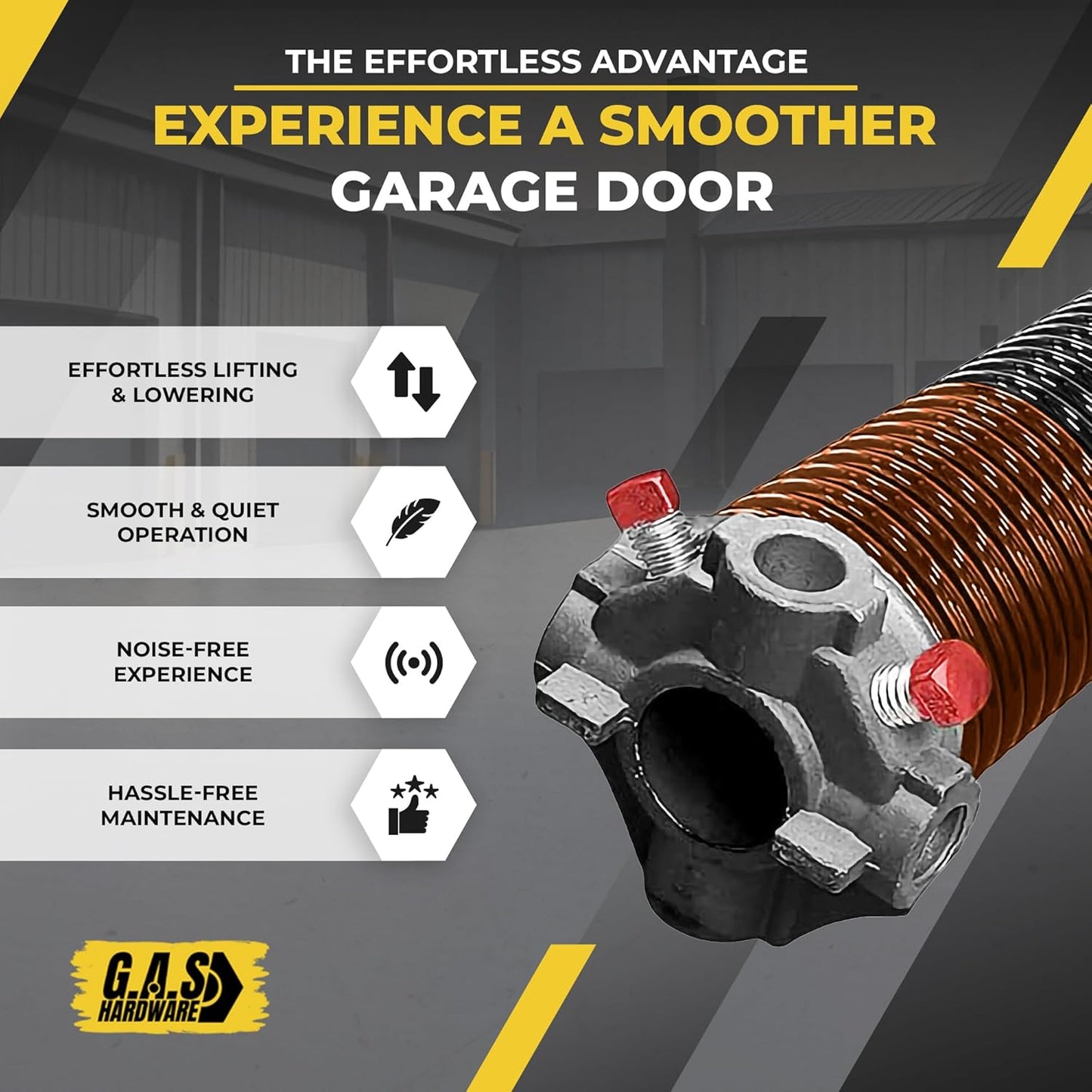 Garage Door Torsion Spring 192x2x24 Torsion Springs for Left Side of Garage Door with 1" Steel Bearing, Gloves, and Winding Bars Precision E-Coating 5-Year Warranty Minimum 30,000 Cycles (Red Cone)