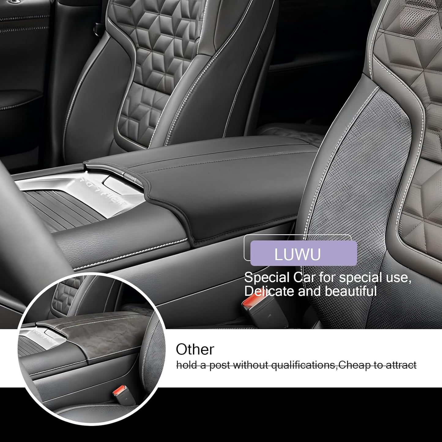 LUWU Center Console Cover Compatible with 2025 Nissan Armada Accessories 2025 Armada SV/SL/Platinum Armrest Cover Armrest Console Cover (Thin Black)