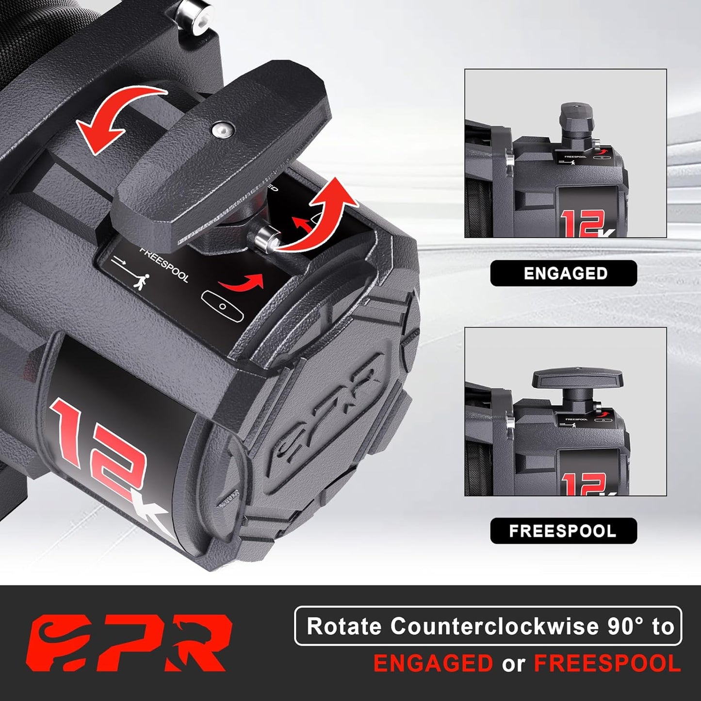 OPENROAD 12000 lb Recovery Winch with Synthetic Rope and 2 Wireless Remotes - IP68 Waterproof 12V Electric Winch for Jeep, SUV, Truck & Trailer - Panther Series 3S