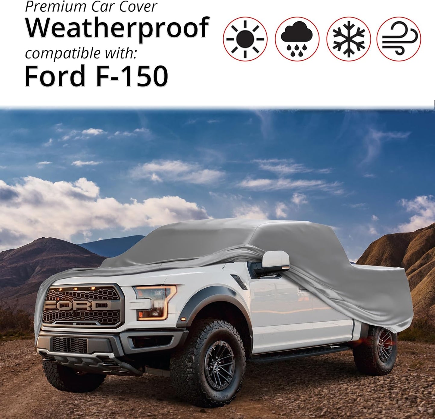 Car Covers Weatherproof Max Truck Cover & Warranty Compatible with Ford 2022-2024 F-150 SuperCab, 6.5'– Outdoor Cover, Prevents Theft with Cable Lock