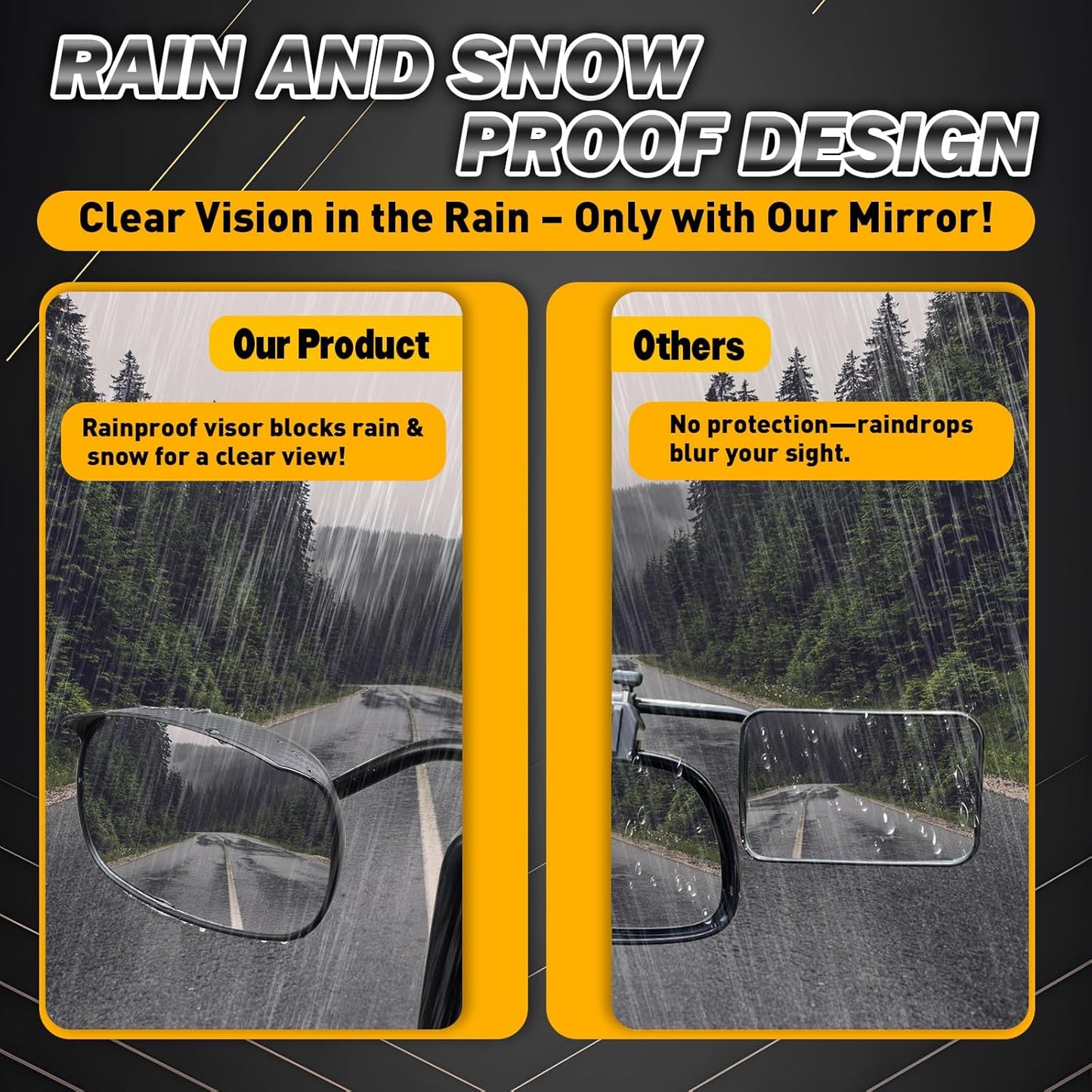 Universal Clip on Towing Mirrors Extensions for Towing, Side Mirror Extenders for Towing with RainProof, Convex Rearview Mirror, Tow Mirrors for Car Truck Trailer RV SUV, 2 Pack