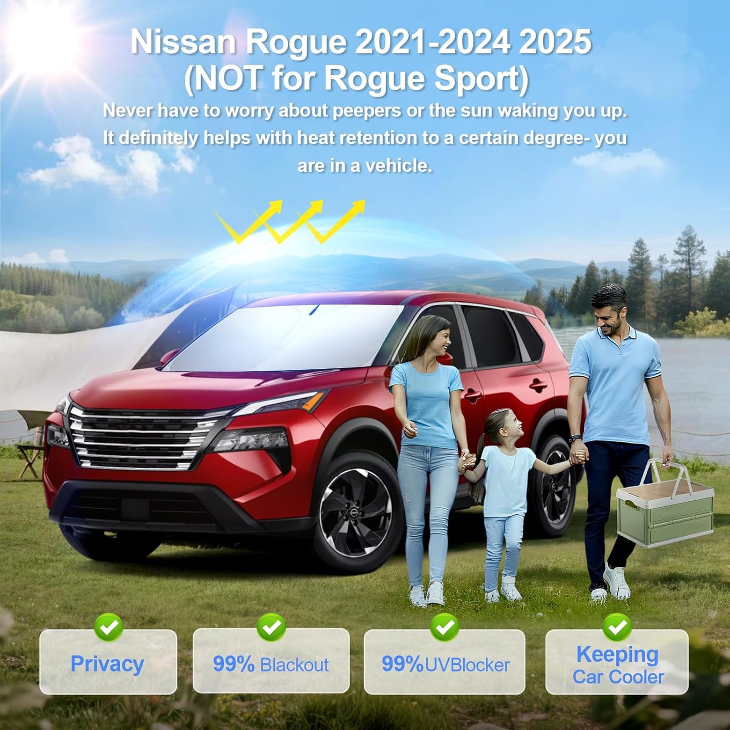 8pcs Car Window Shades for Nissan Rogue 2021-2024 2025(NOT Rogue Sport) Accessories,Windshield Side Rear Full Sunshade,Sun Visor UV Blocking, Privacy Protection and Blackout for Camping Outdoor