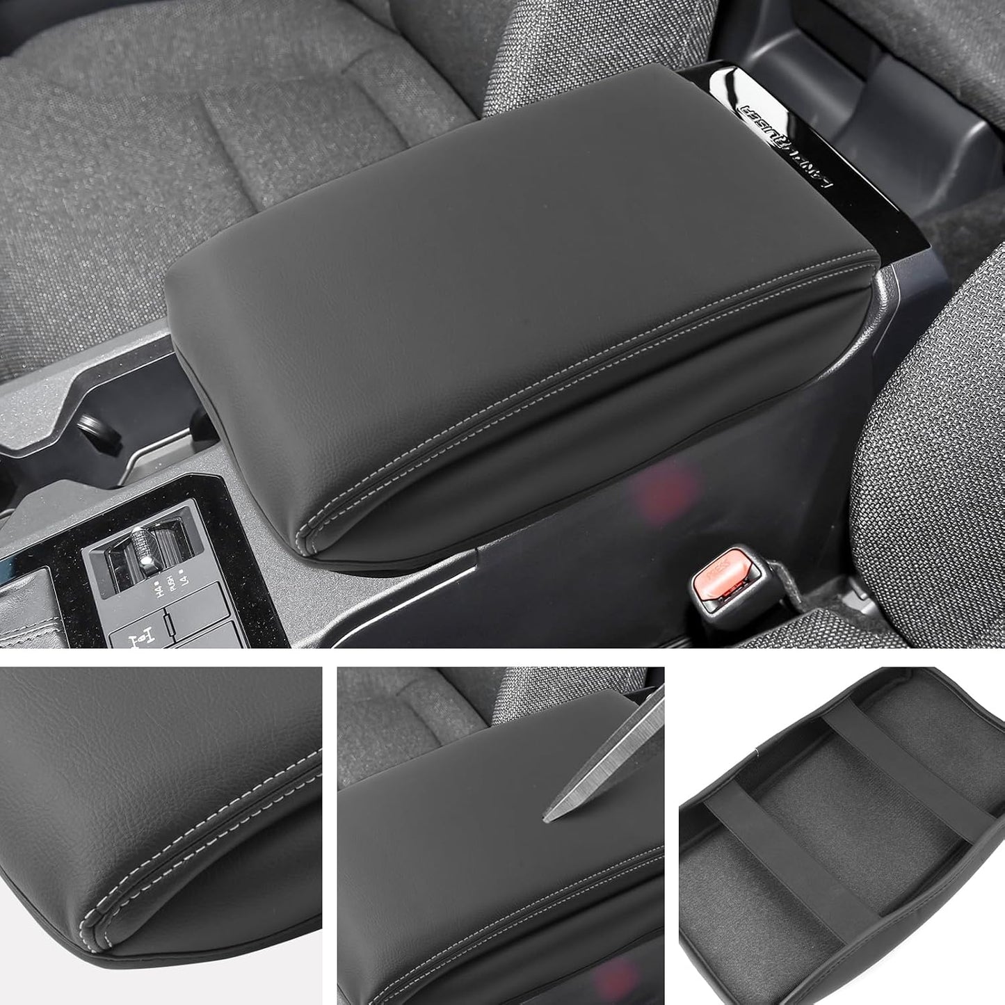 SXCY for 2024 2025 Land Cruiser Armrest Cover for Toyota Land Cruiser 2025 Center Console Cover 2024 2025 Land Cruiser Center Console Cover for 2025 Land Cruiser (White Line (Pad))