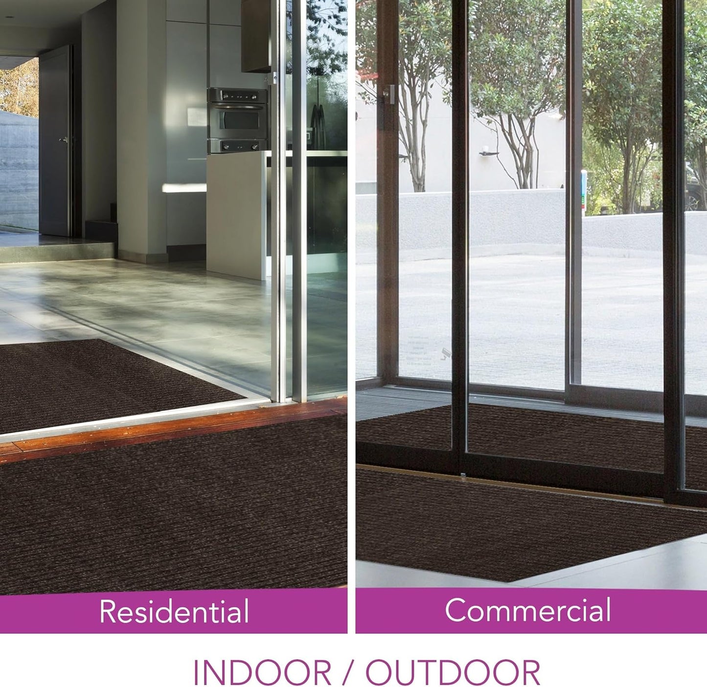 iCustomRug Spartan Weather Warrior Indoor/Outdoor Utility Ribbed Carpet Runner with Non-Slip Thermoplastic Rubber Backing, 6ft X 22ft in Brown