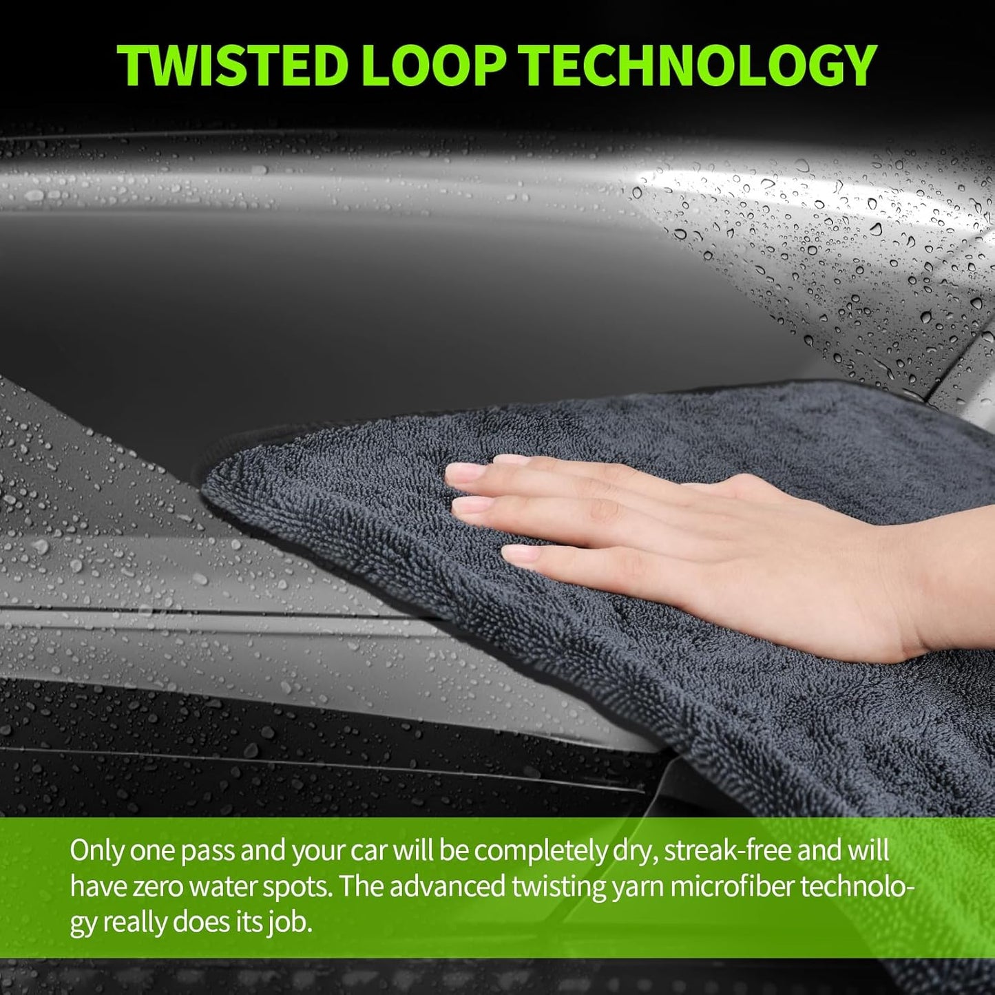 3-Pack Car Drying Towel, Ultra Absorbent Microfiber Towels for Cars (36" x 24"), Drying Towels Car Detailing, Streak Free, No Water Spots, Scratch-Free, with Storage Bag