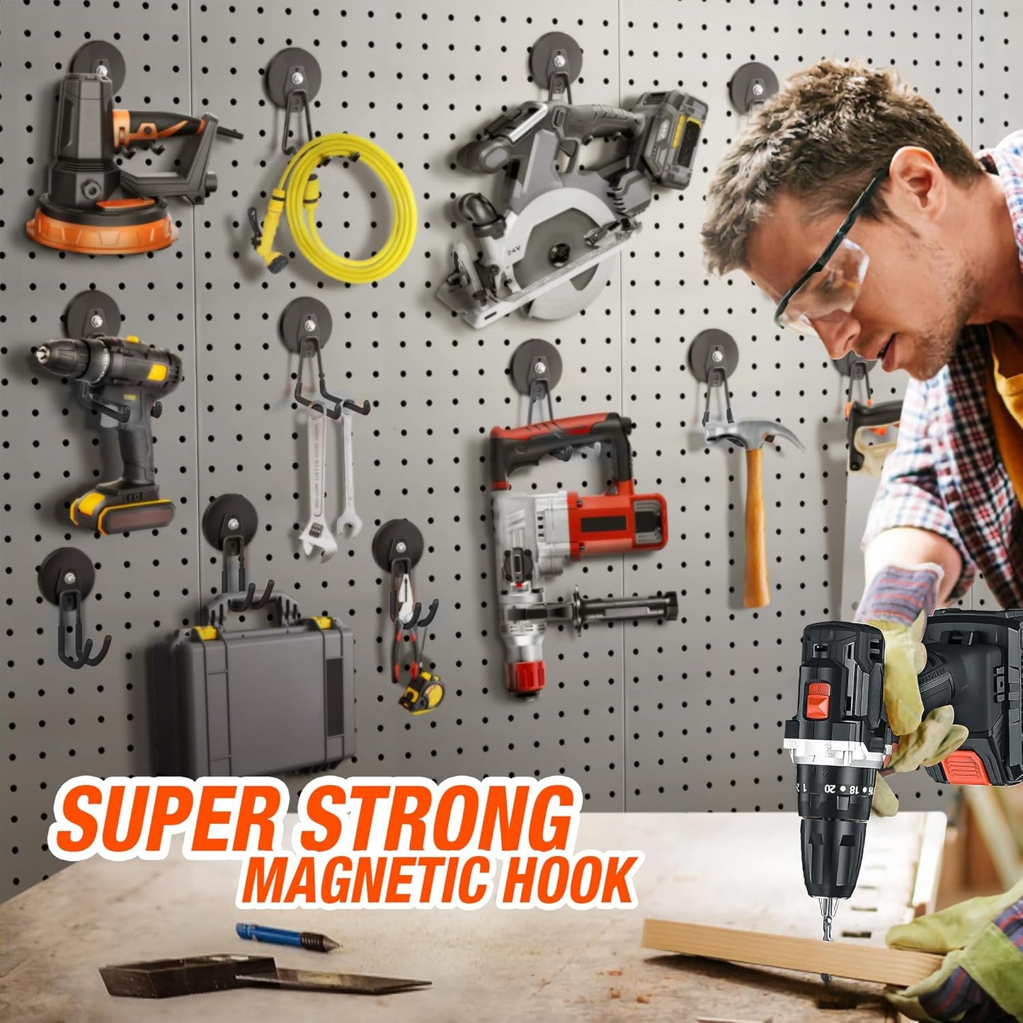 2 Pack Large Strong Magnetic Hooks For Hanging Heavy Duty, 3.5in Neodymium Magnet Storage Utility Hooks Industrial Magnet Hook Steel Long Magnetic Holder Hanger Organizer For Garage Garden Power Tools