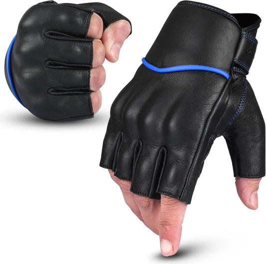 aasportx Motorcycle Gloves - Men's Leather Motorbike Gloves with Touchscreen Function - Non-Slip Pads for Men & Women