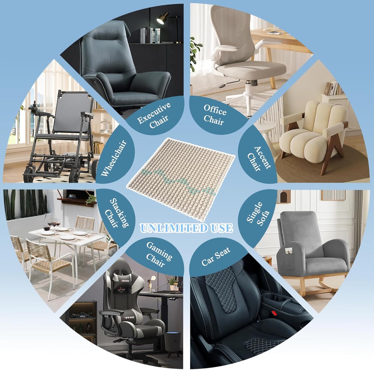 HOMREST Beaded Car Seat Cushion 19x19 Massage Ceramic Seat Cover for Back Pain Cooling Comfy Bead Seat Pad for Trucks,Executive Chairs(Beige)