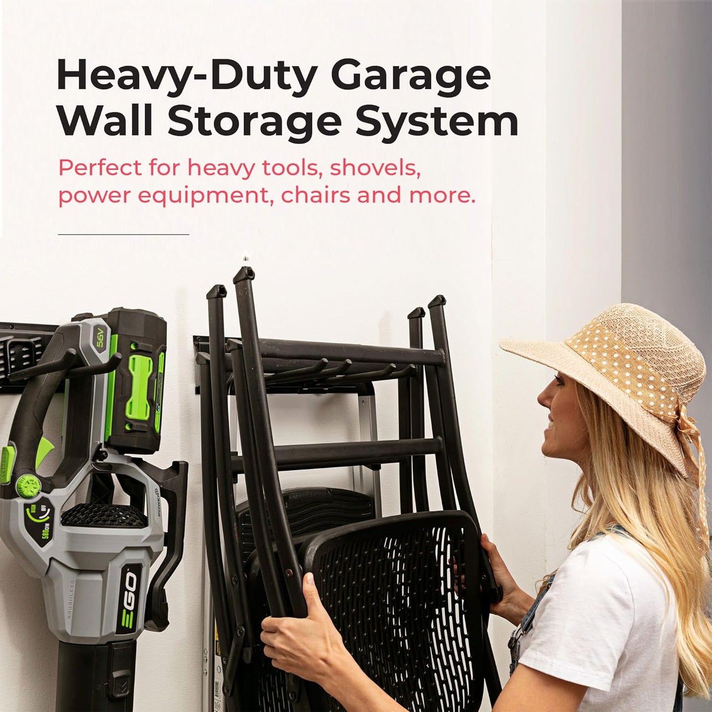 Garage Tool Organizer Wall Mount - 96 inches - Sturdy Storage Rack with Adjustable Hooks, Anti-Rust - Easy Installation, 600lbs Capacity - Garden Tool Organizer (06 Racks & 12 Hooks)