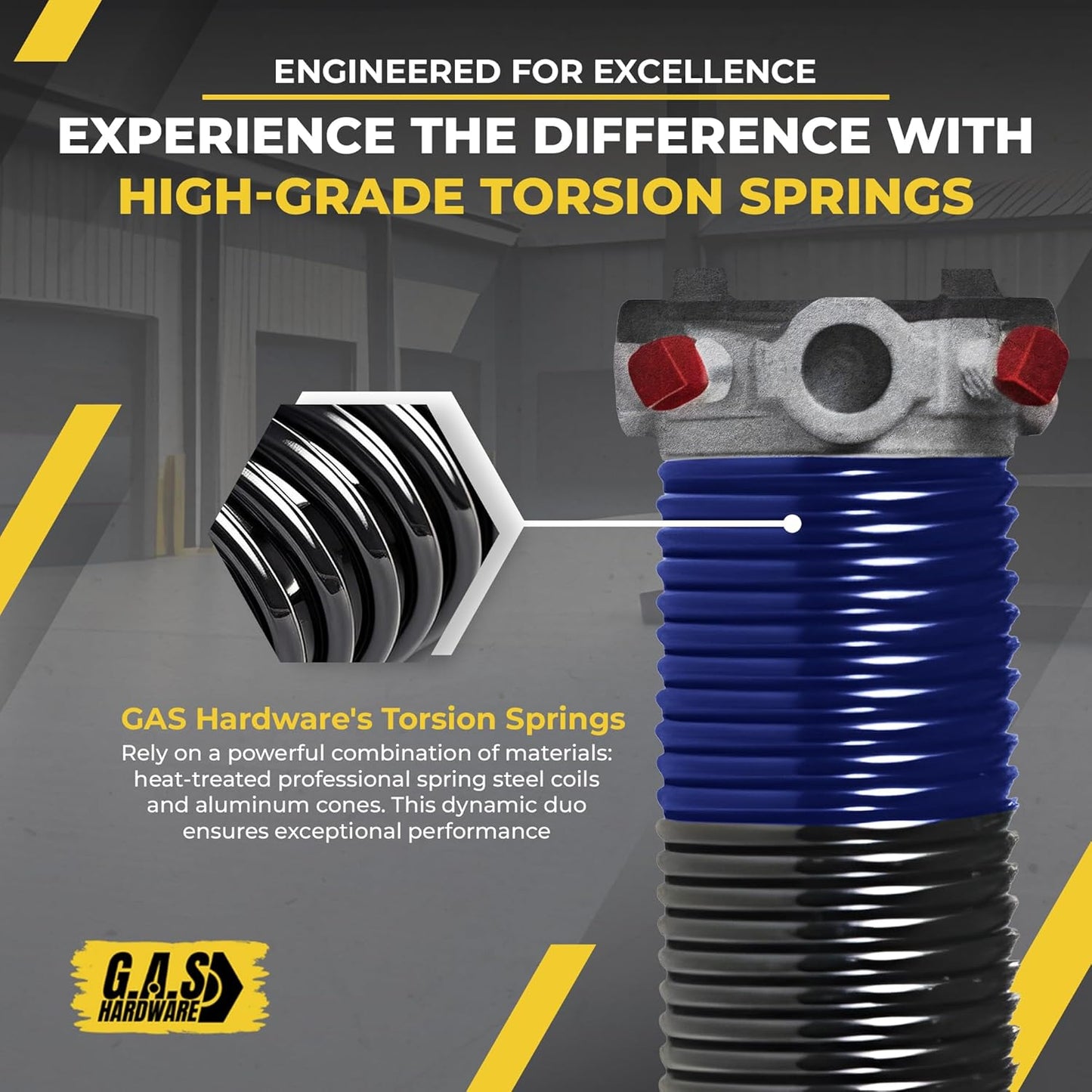 Garage Door Torsion Spring 262x1.75x40 Includes 1” Steel Bearing, Non-Slip Gloves, and Winding Bars for Left and Right Side of Garage Door Precision E-Coating 5-Year Warranty Min. 30,000 Cycles (Pair)