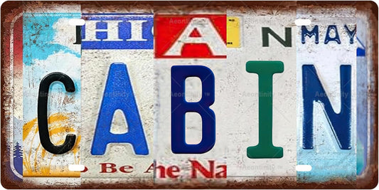 CABIN Space Vintage Metal Tin Sign License Plate Bar Cafe Garage Cave Home Room Wall Bathroom Farmhouse Garden Porch Patio Decor, 12 x 6 Inch