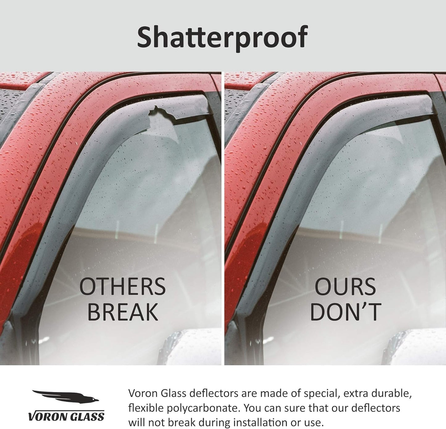 Voron Glass in-Channel Extra Durable Rain Guards for Chevrolet (Chevy) Silverado/GMC Sierra 2500HD/3500HD 2020-2025 Crew Cab, Window Deflectors, Vent Window Visors, 4 Pieces - 200298