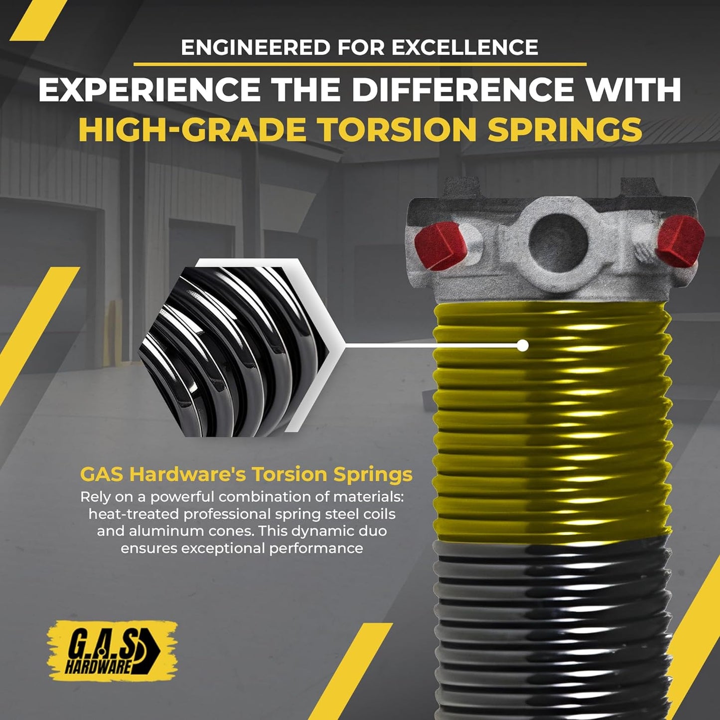 Garage Door Torsion Spring 250x2x26 Torsion Spring for Right Side of Garage Door with 1" Steel Bearing, Gloves, and Winding Bars Precision E-Coating 5-Year Warranty Minimum 30,000 Cycles (Black Cone)