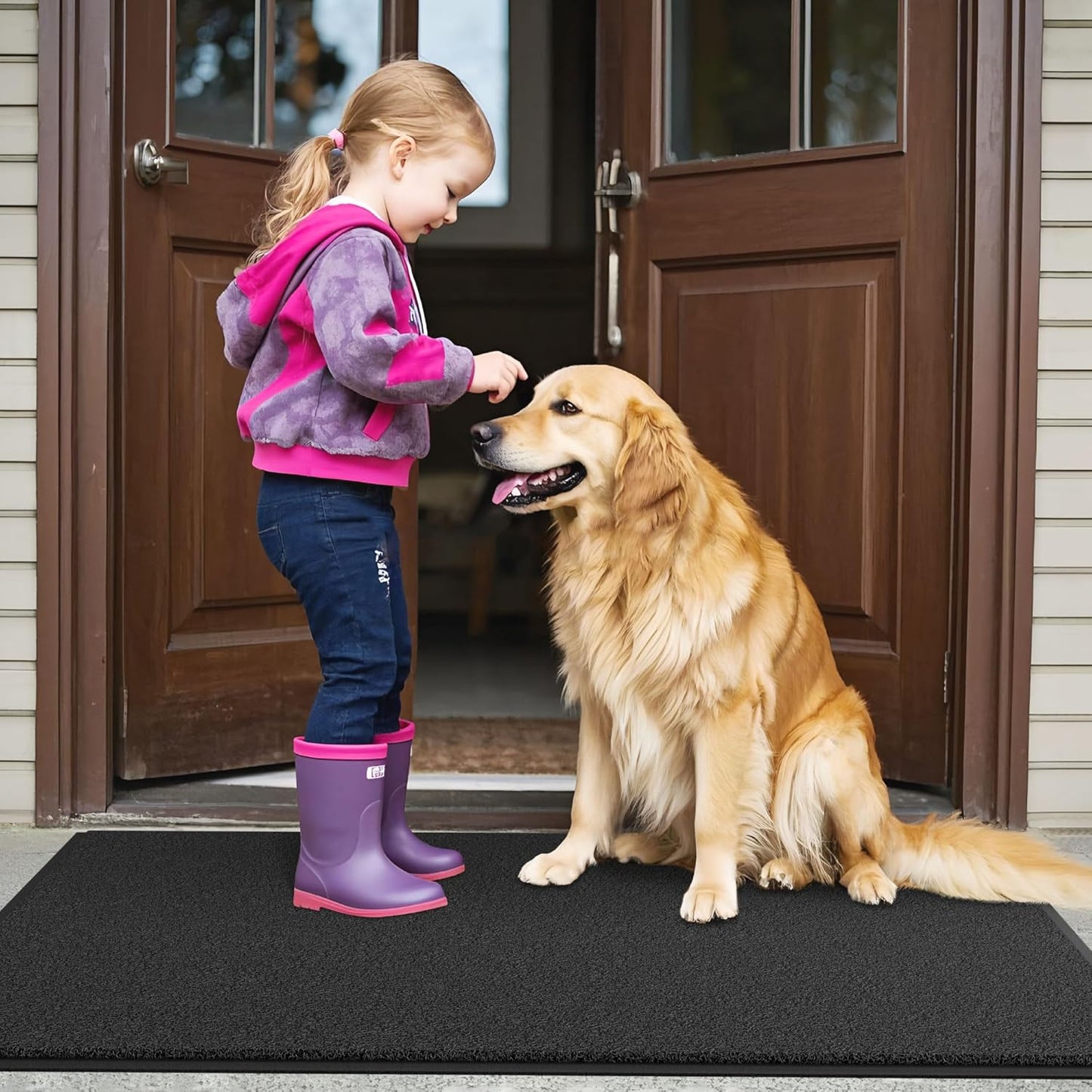 Sturdy Front Door Mat, 48" x 36" Heavy Duty Indoor Outdoor Doormat for Entryway, Fade Resistant, Waterproof Low Profile Entry Mat, Non Slip Welcome Mat for Outside Entrance, Patio, Home